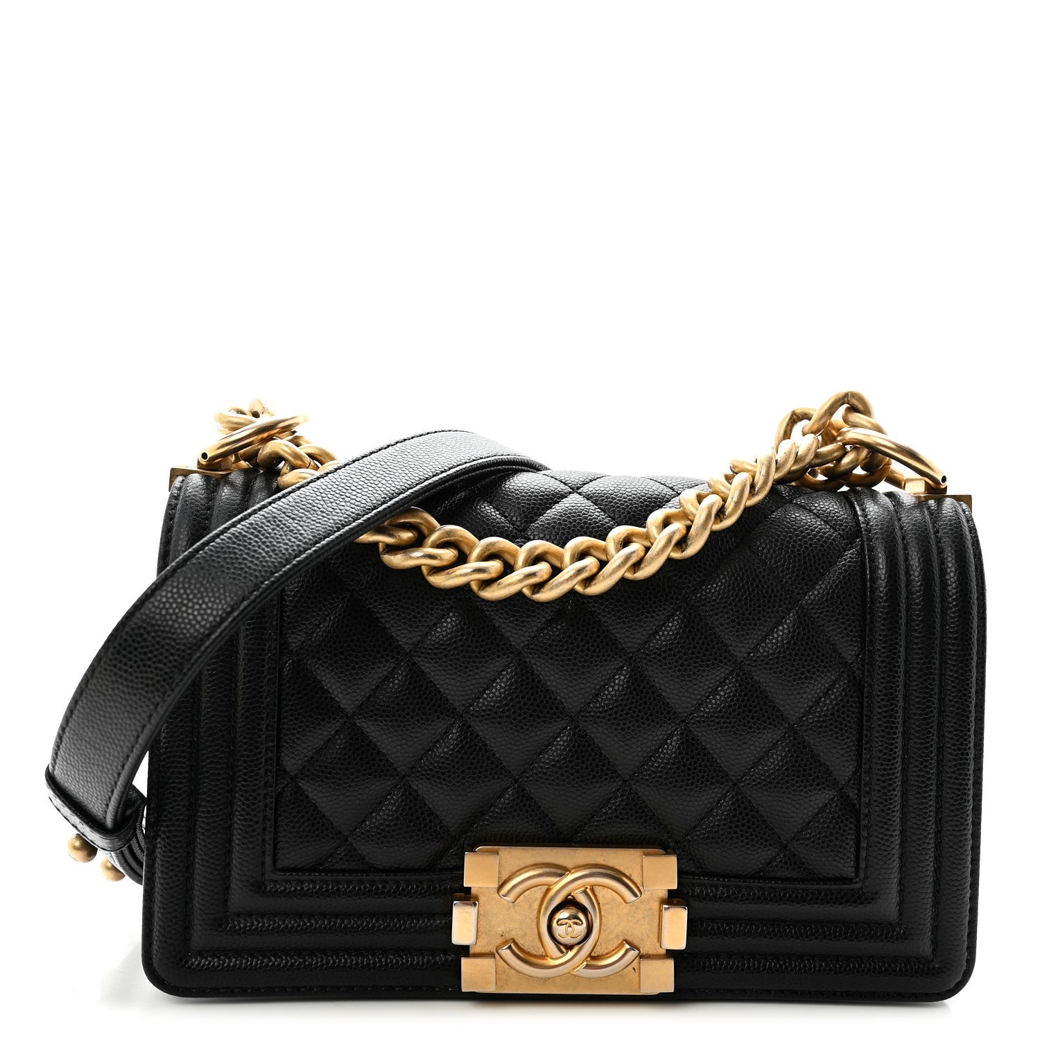 Caviar Quilted Small Boy Flap Black