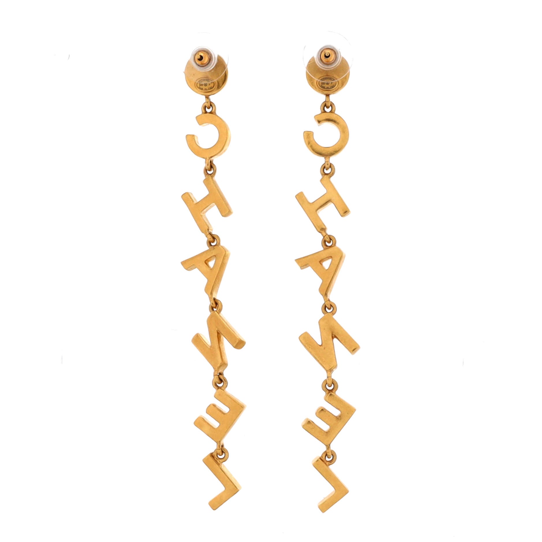 90's Icon Letter Drop Earrings Metal with Crystals and Faux Pearls