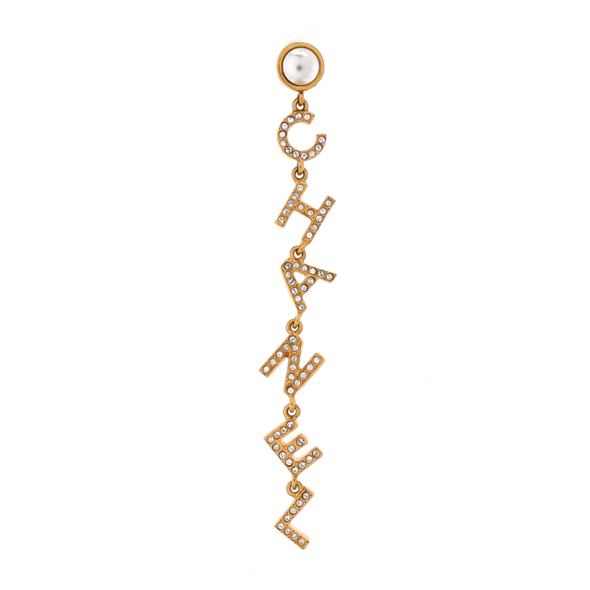 90's Icon Letter Drop Earrings Metal with Crystals and Faux Pearls