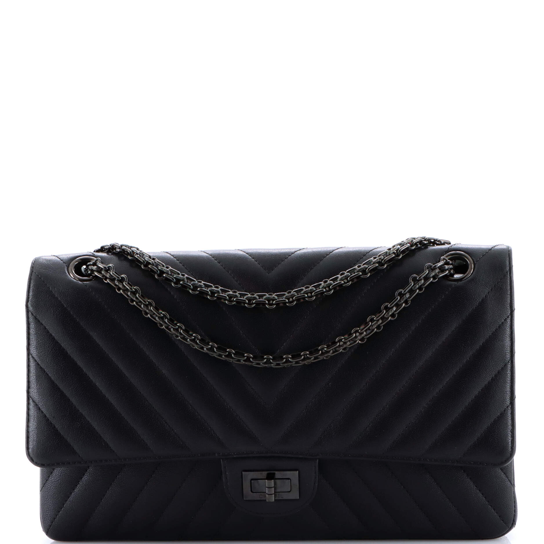 So Black Reissue 2.55 Flap Bag Chevron Sheepskin 226