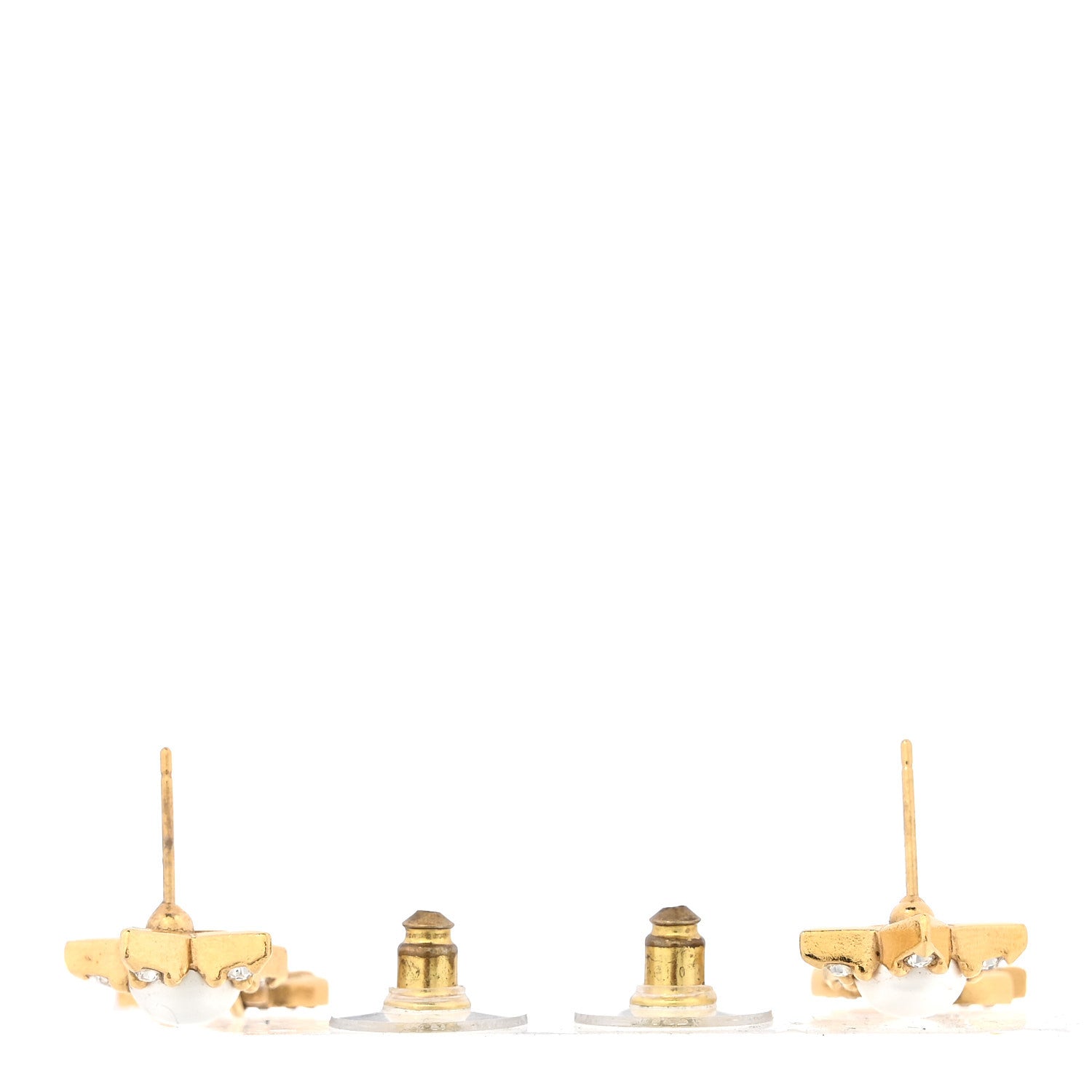 Crystal CC Pearl Star Drop Earrings Gold