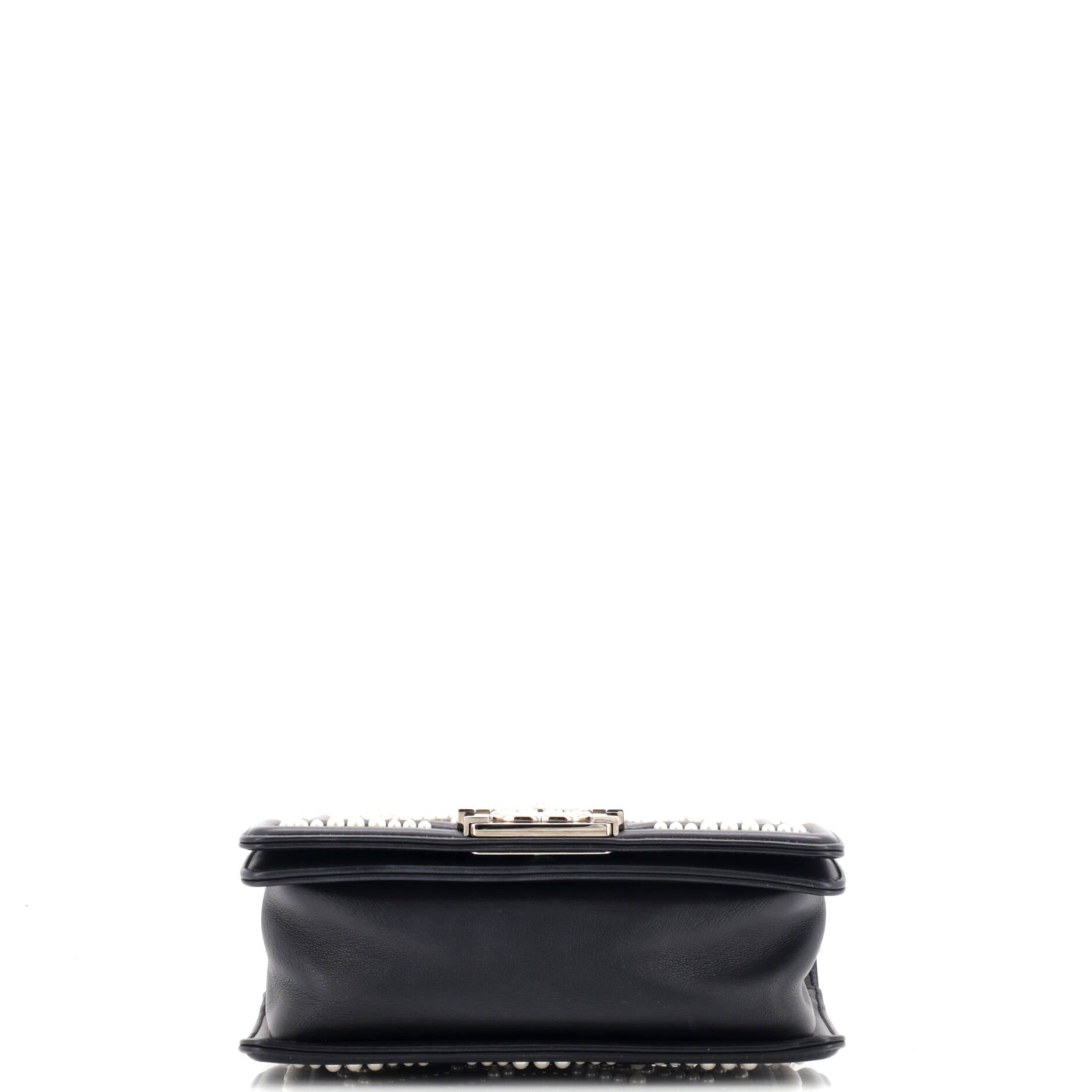Boy Flap Bag Pearl Embellished Chevron Calfskin Small