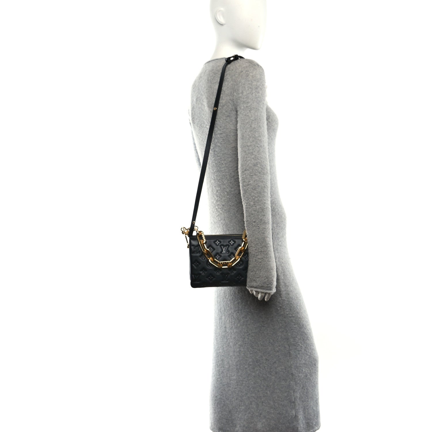 Lambskin Embossed Monogram Coussin BB Black