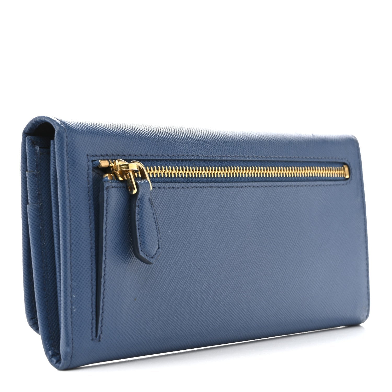 Saffiano Bi-Color Metal Continental Flap Wallet Cobalto Black