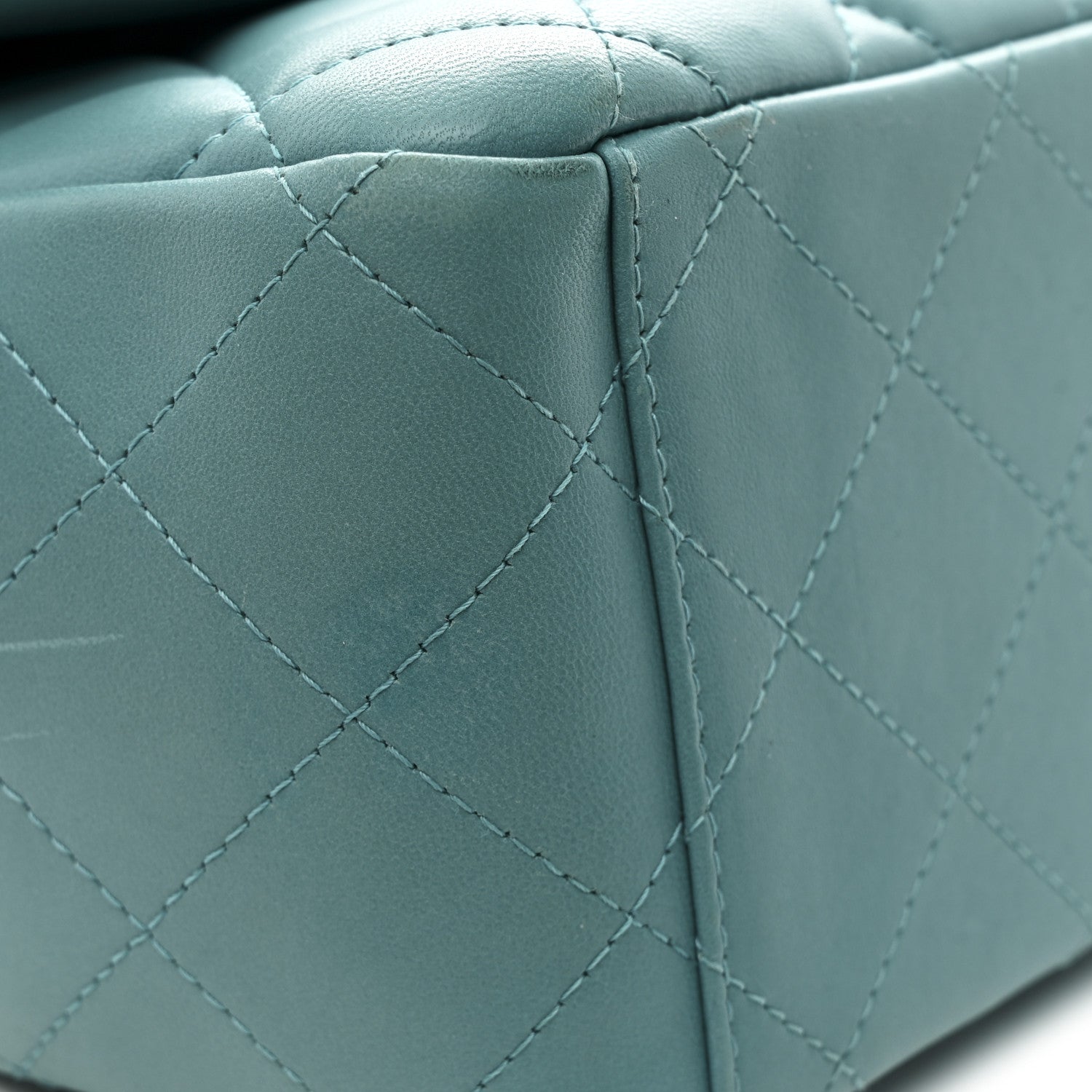 Lambskin Quilted Maxi Double Flap Light Blue