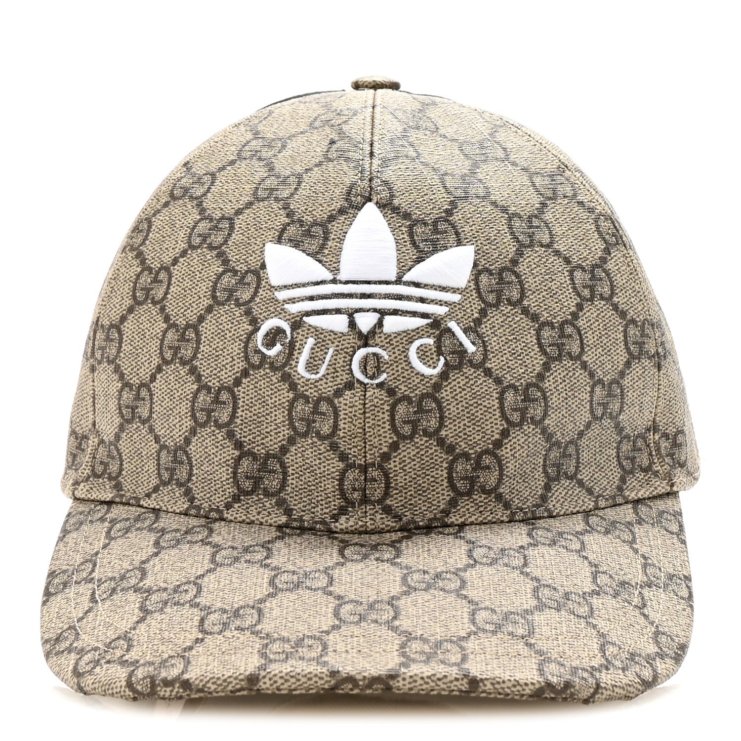 X ADIDAS GG Supreme Monogram Double Sided Baseball Hat M Beige Ebony Black