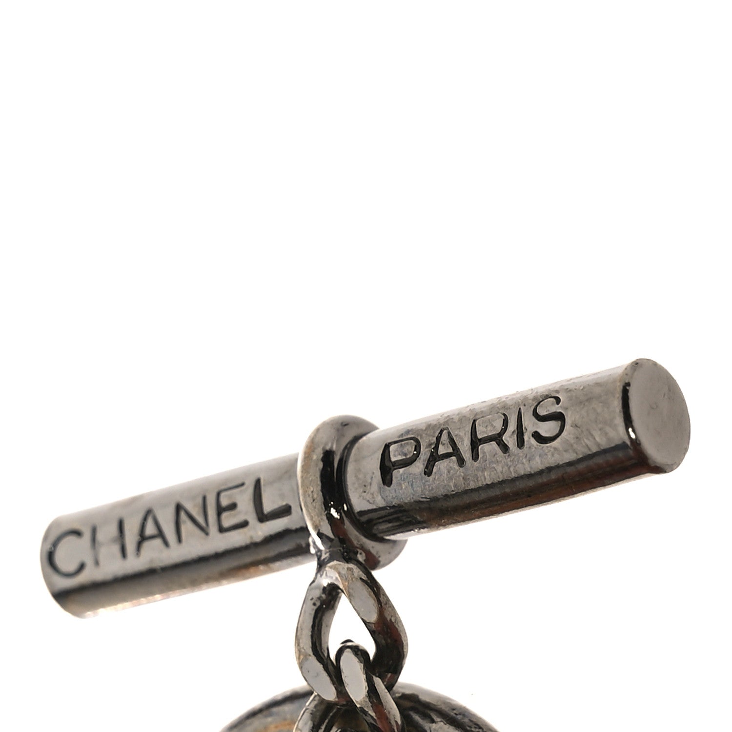 Metal Enamel CC Chain Bracelet Gunmetal Black