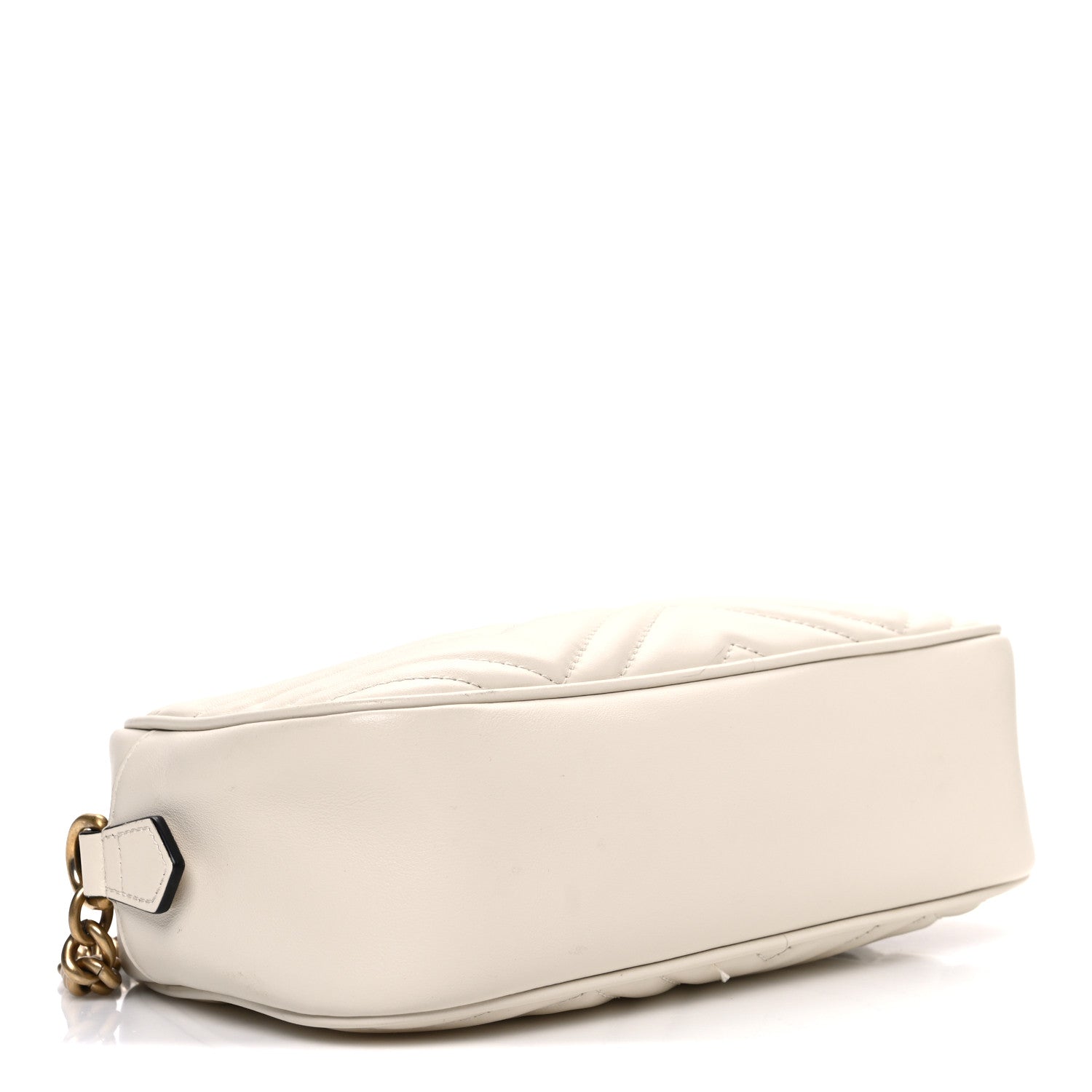 Calfskin Matelasse Small GG Marmont Chain Shoulder Bag White