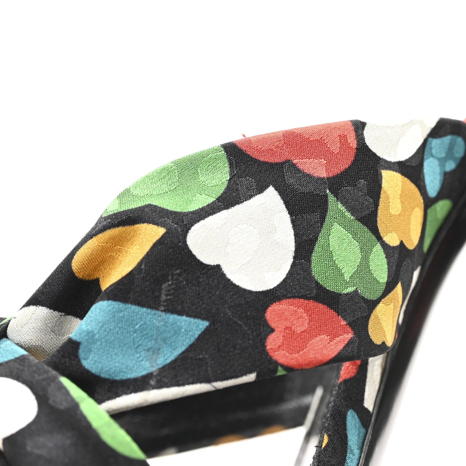 Satin Heart Bianca Knotted Mule Sandals 36.5 Black Multicolor