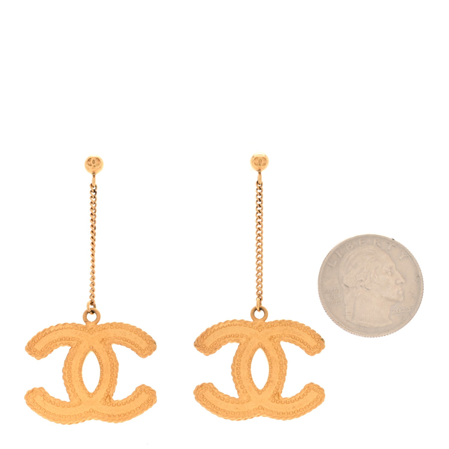 CC Drop Earrings Matte Gold