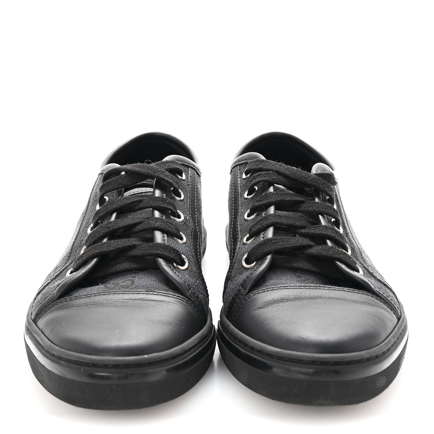 GG Monogram Calfskin Womens Low Top Sneakers 37 Piombo Black