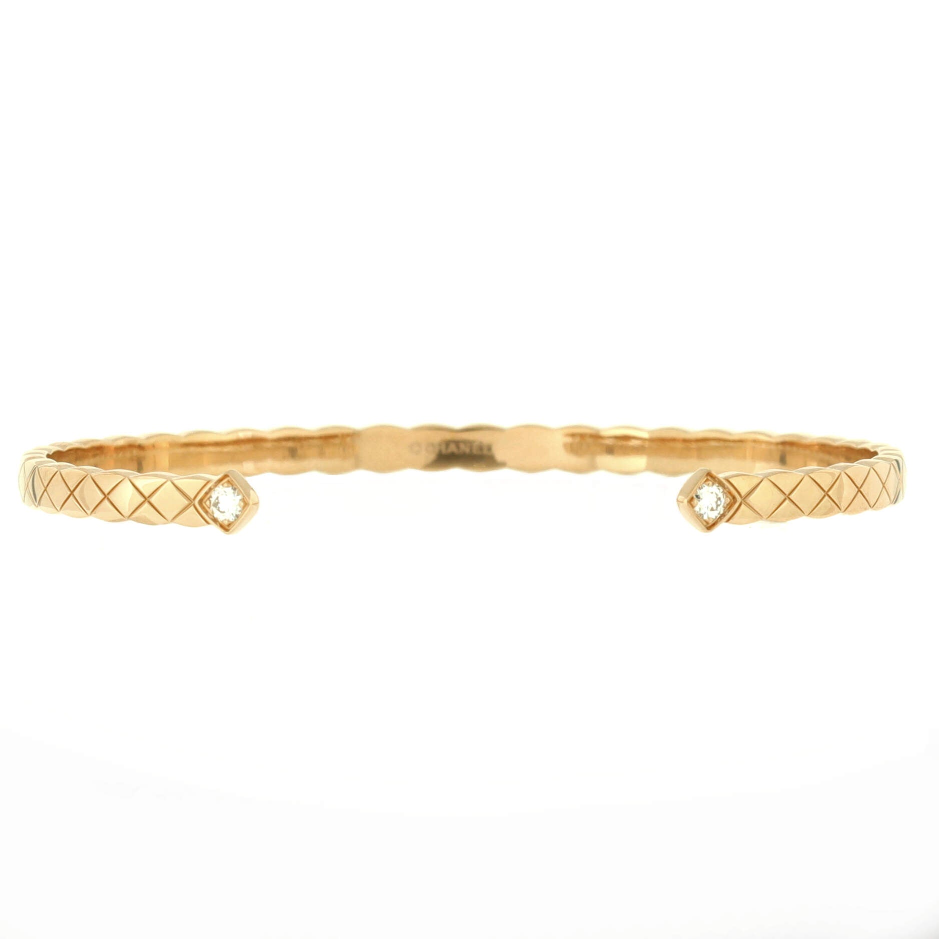 Coco Crush Cuff Bracelet 18K Beige Gold with Diamonds