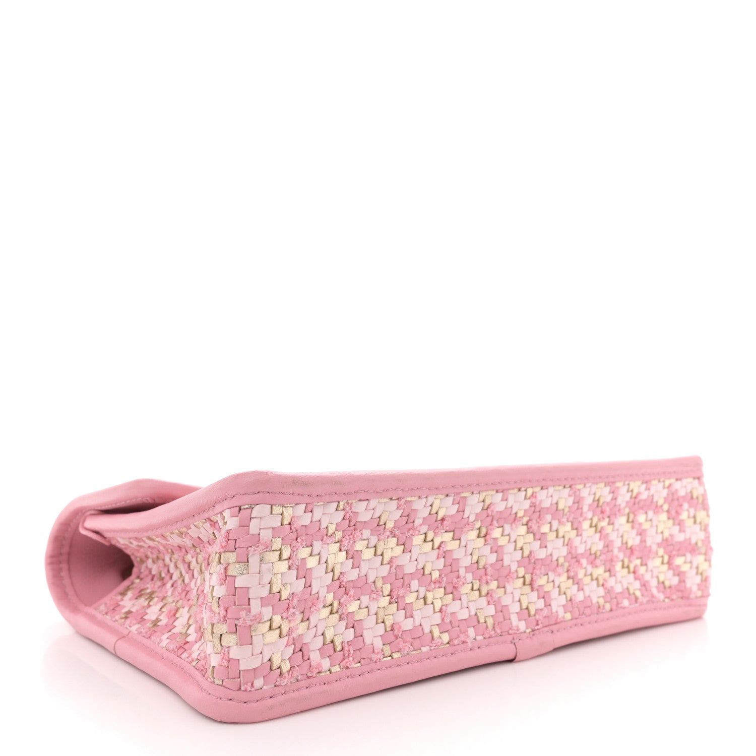 Metallic Lambskin Viscose Woven Flap Pink Gold