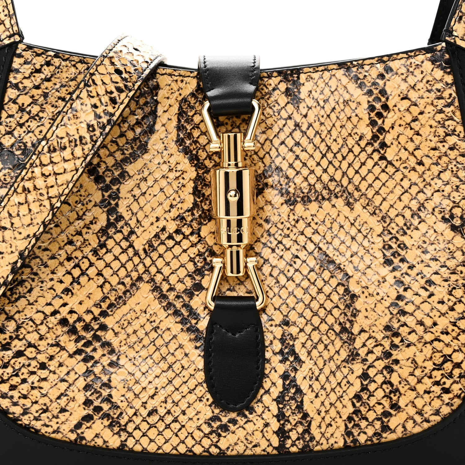 Snakeskin Calfskin Small Jackie 1961 Hobo Beige Black