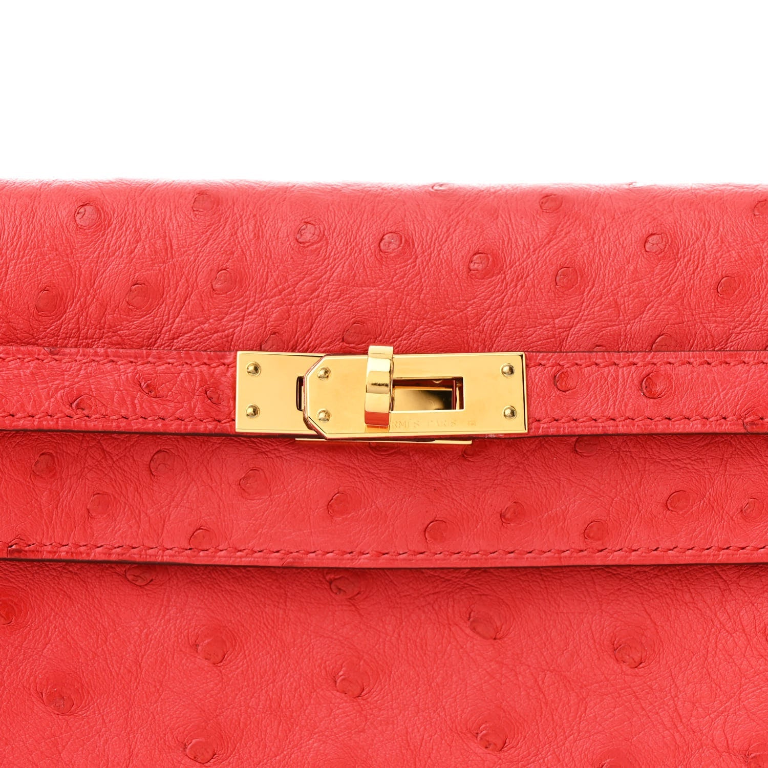 Ostrich Kelly Danse II Belt Bag Rouge Vif