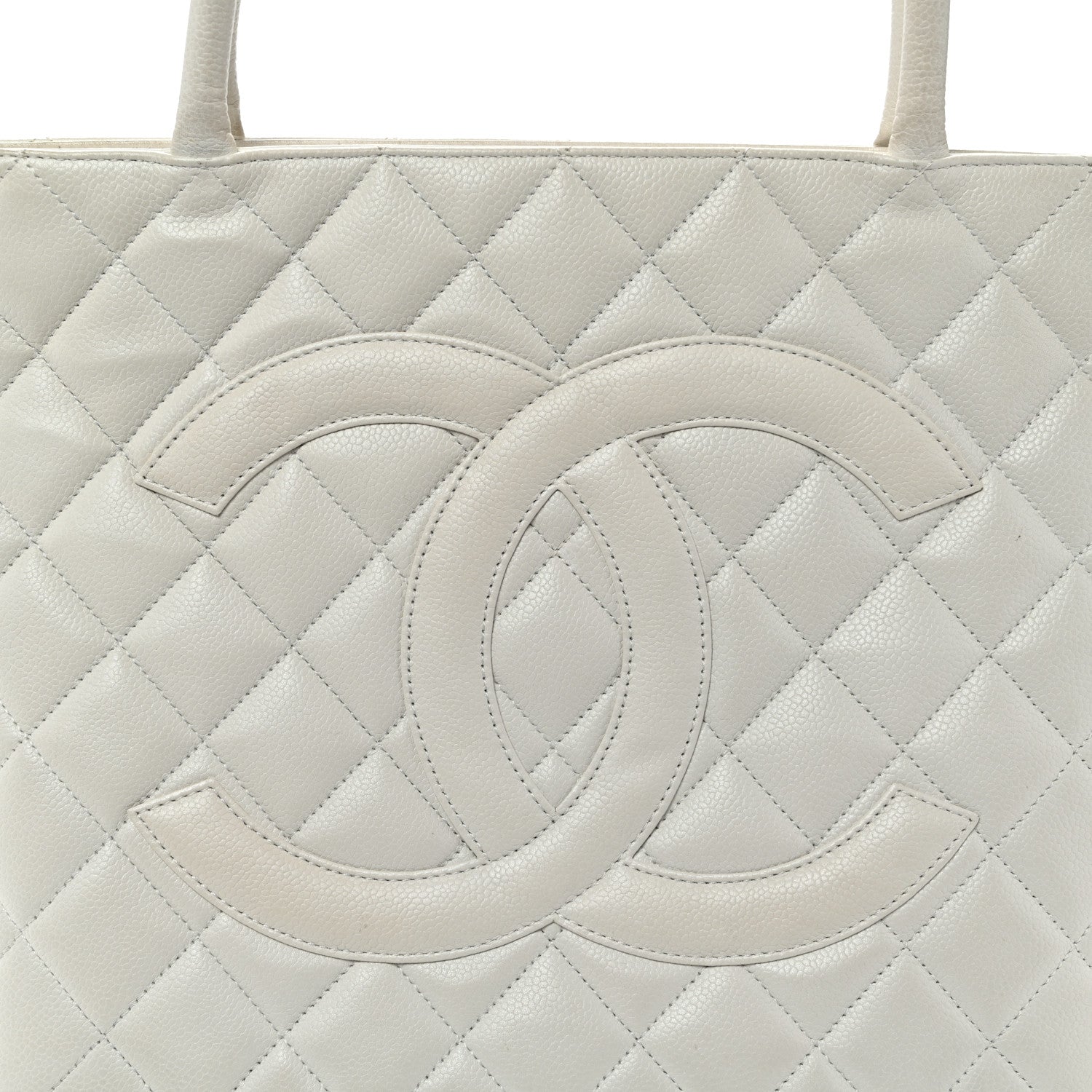 Caviar Quilted Medallion Tote White