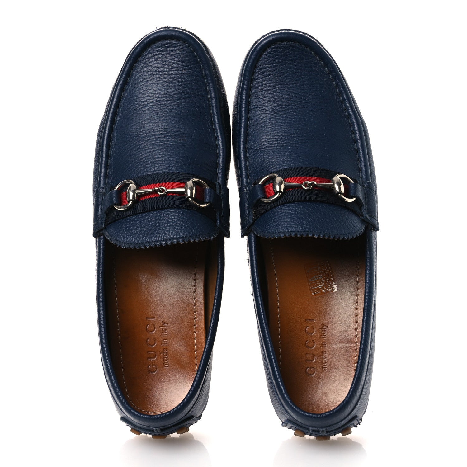 Road Calfskin Web Mens Horsebit Driver Loafers 9 Maritime