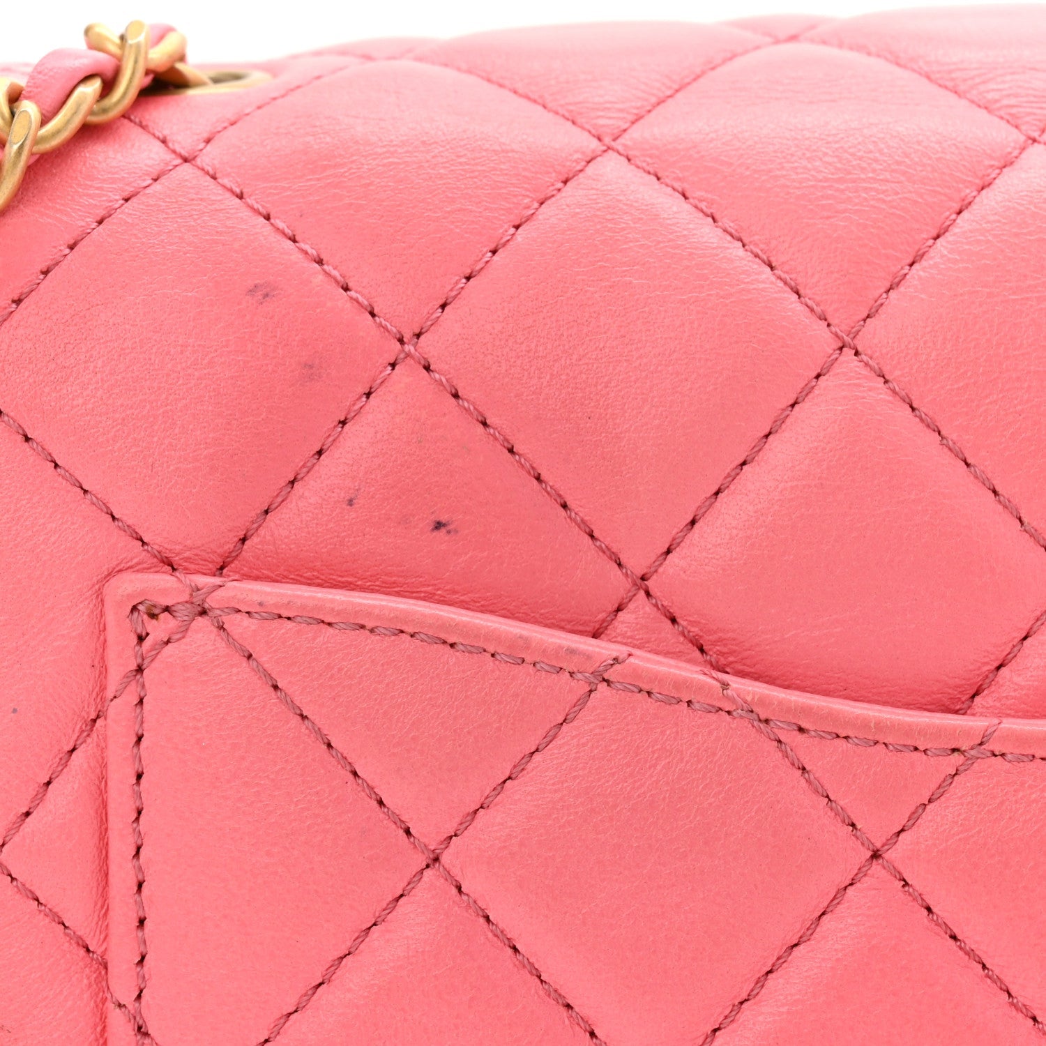Lambskin Quilted Mini Pearl Crush Flap Pink