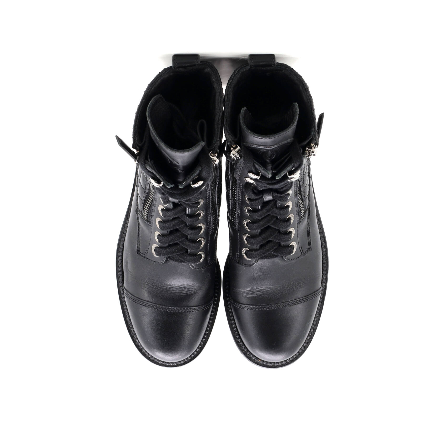Women's CC Zip Up Combat Boots Quilted Leather