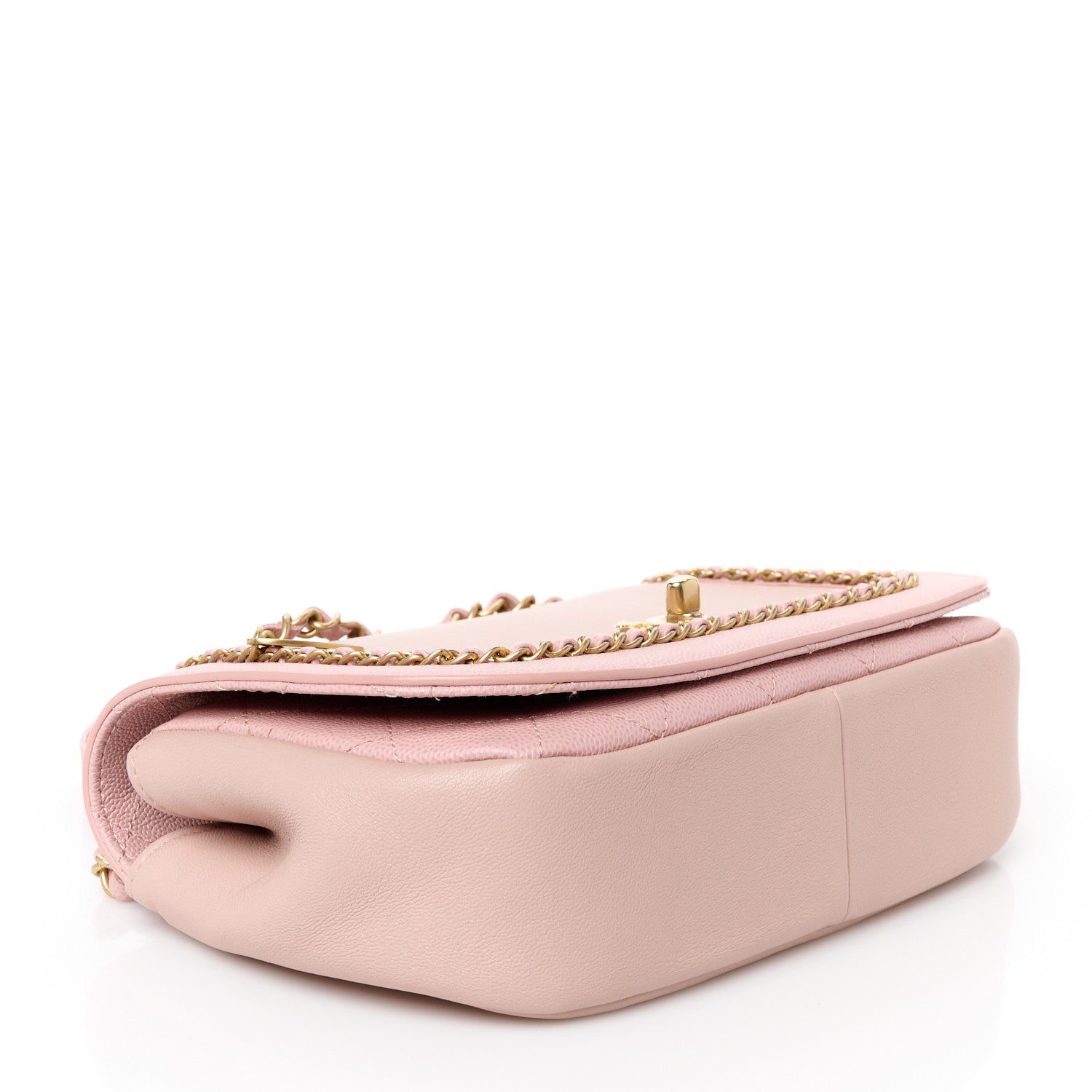 Lambskin Caviar Lovely Chains Flap Shoulder Bag Pink