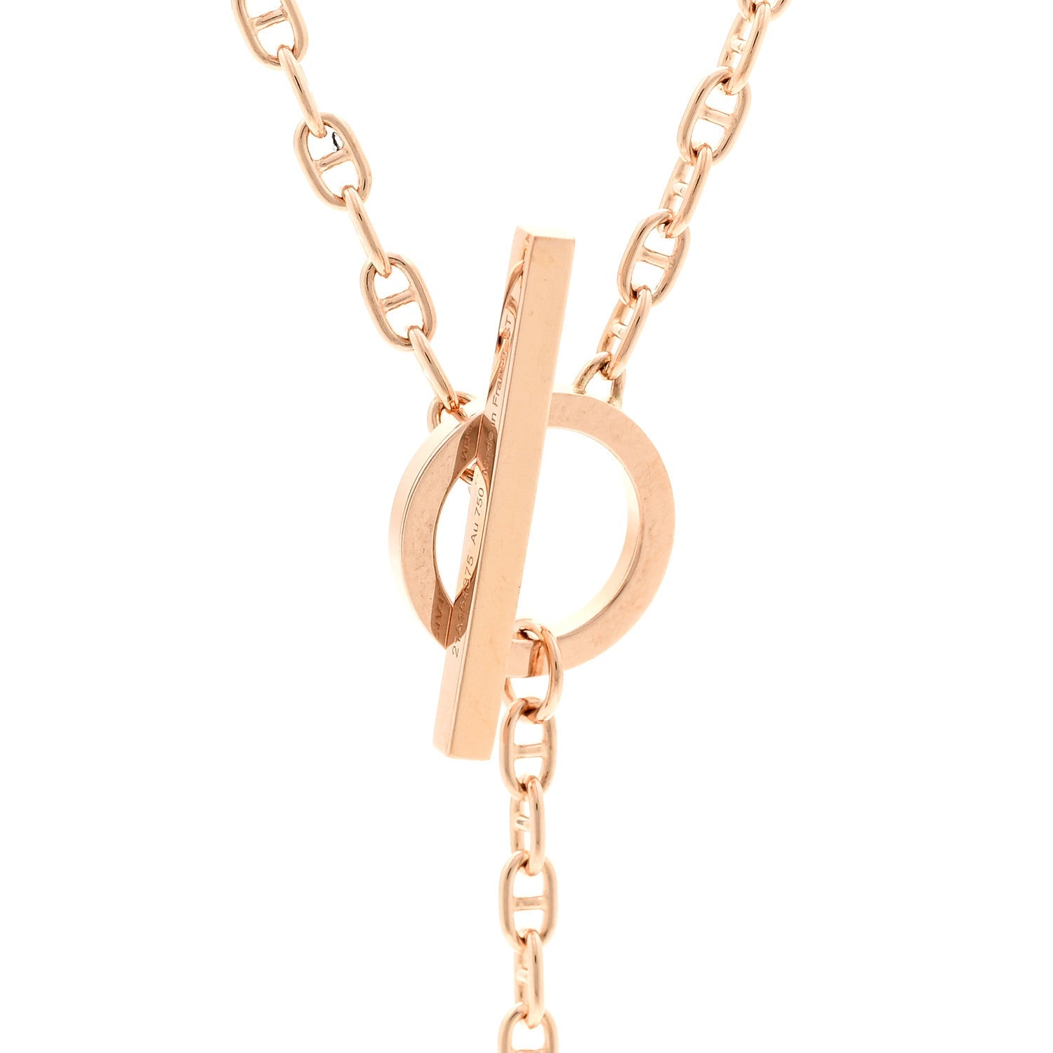 18K Rose Gold Diamond GM Chaine D'Ancre Contour Pendant Necklace ST