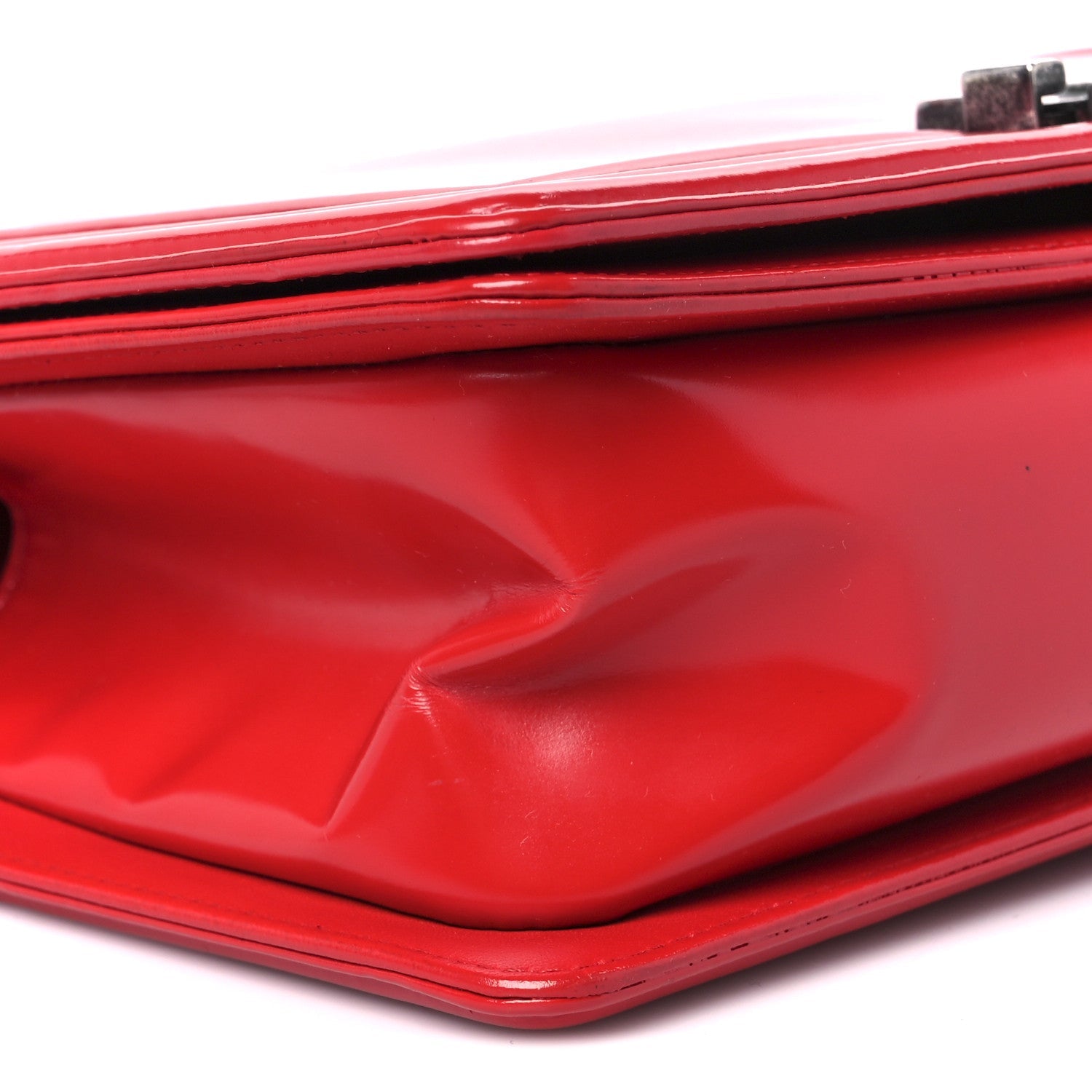 Glazed Calfskin Medium Boy Flap Red