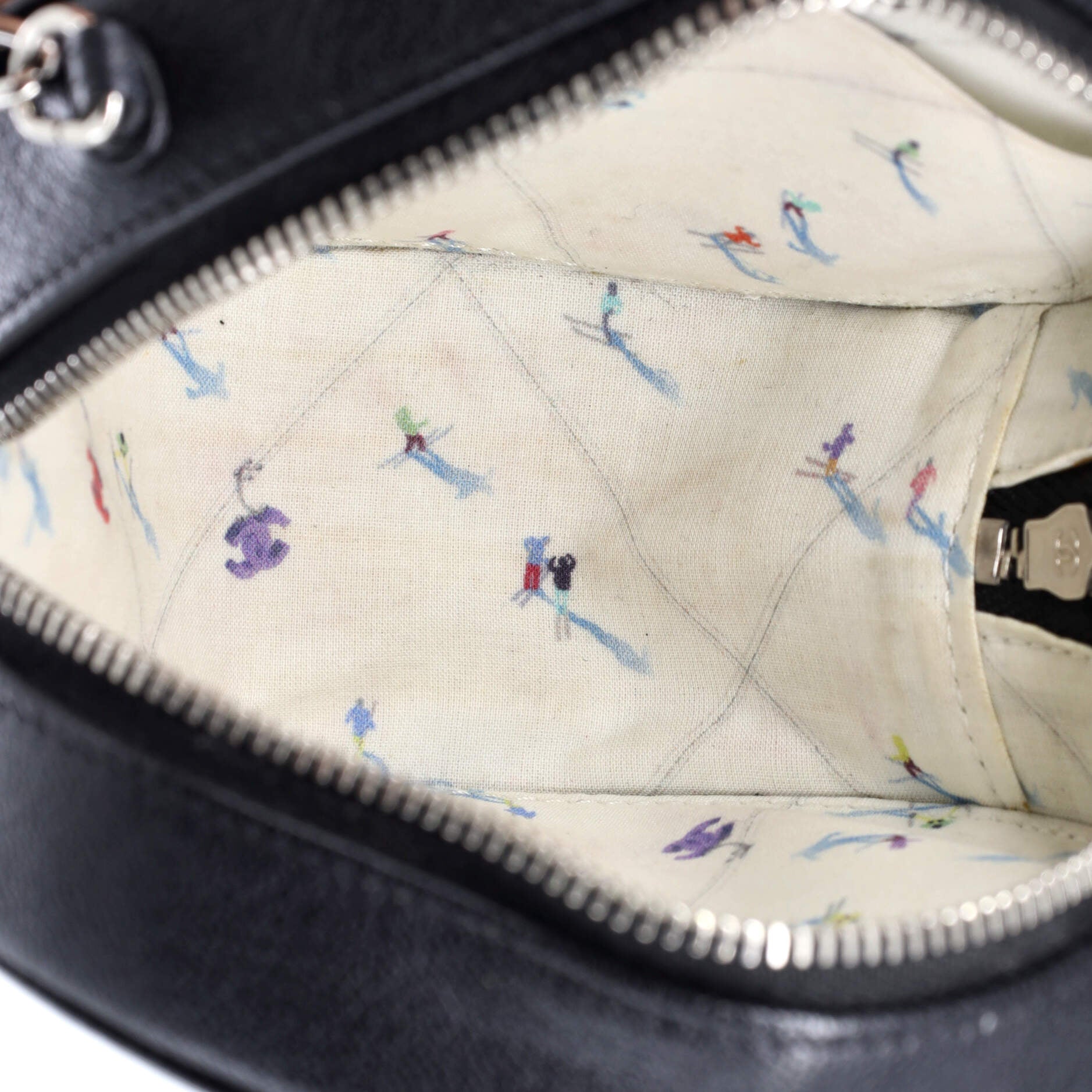 CC Ski Round Clutch with Chain Goatskin Mini