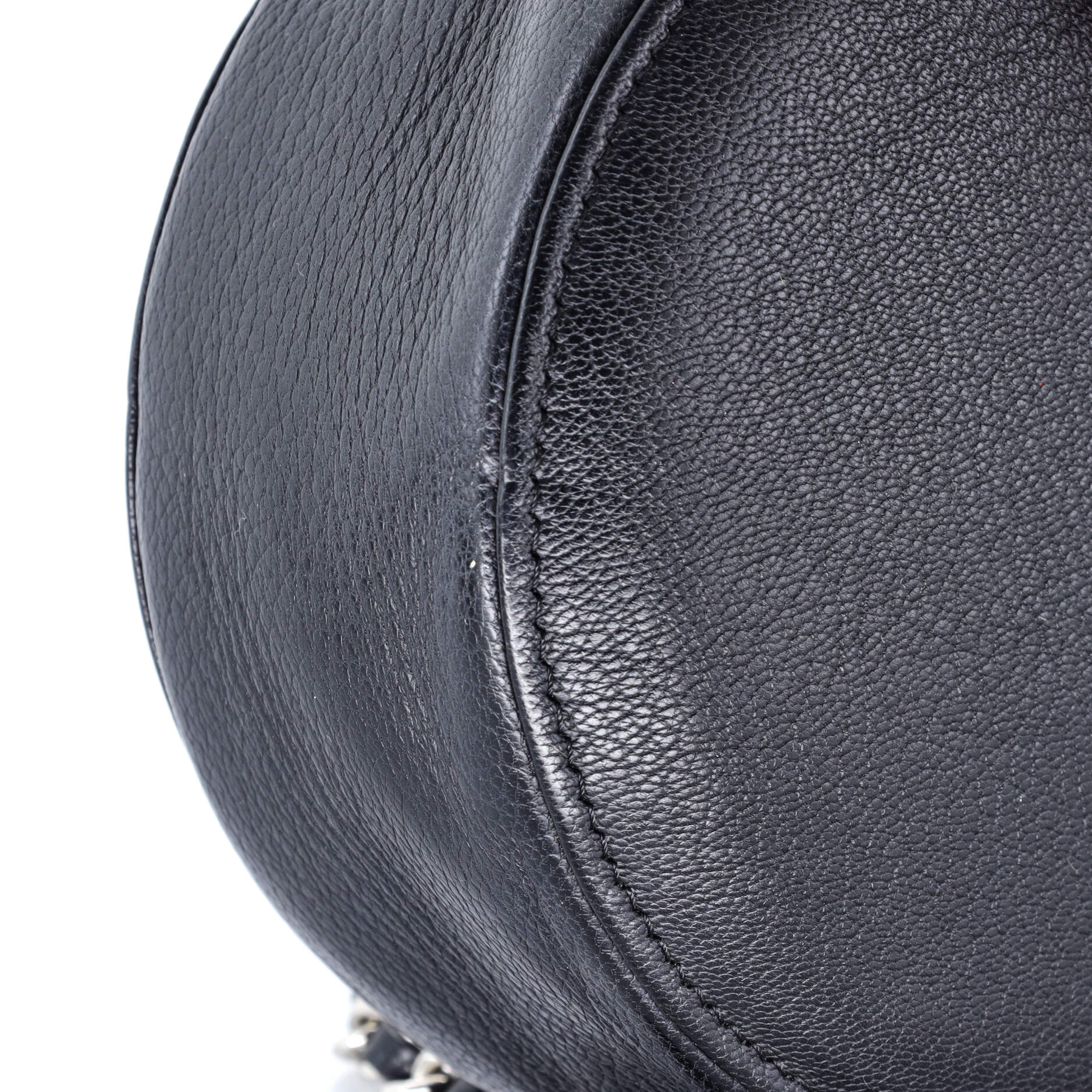CC Ski Round Clutch with Chain Goatskin Mini