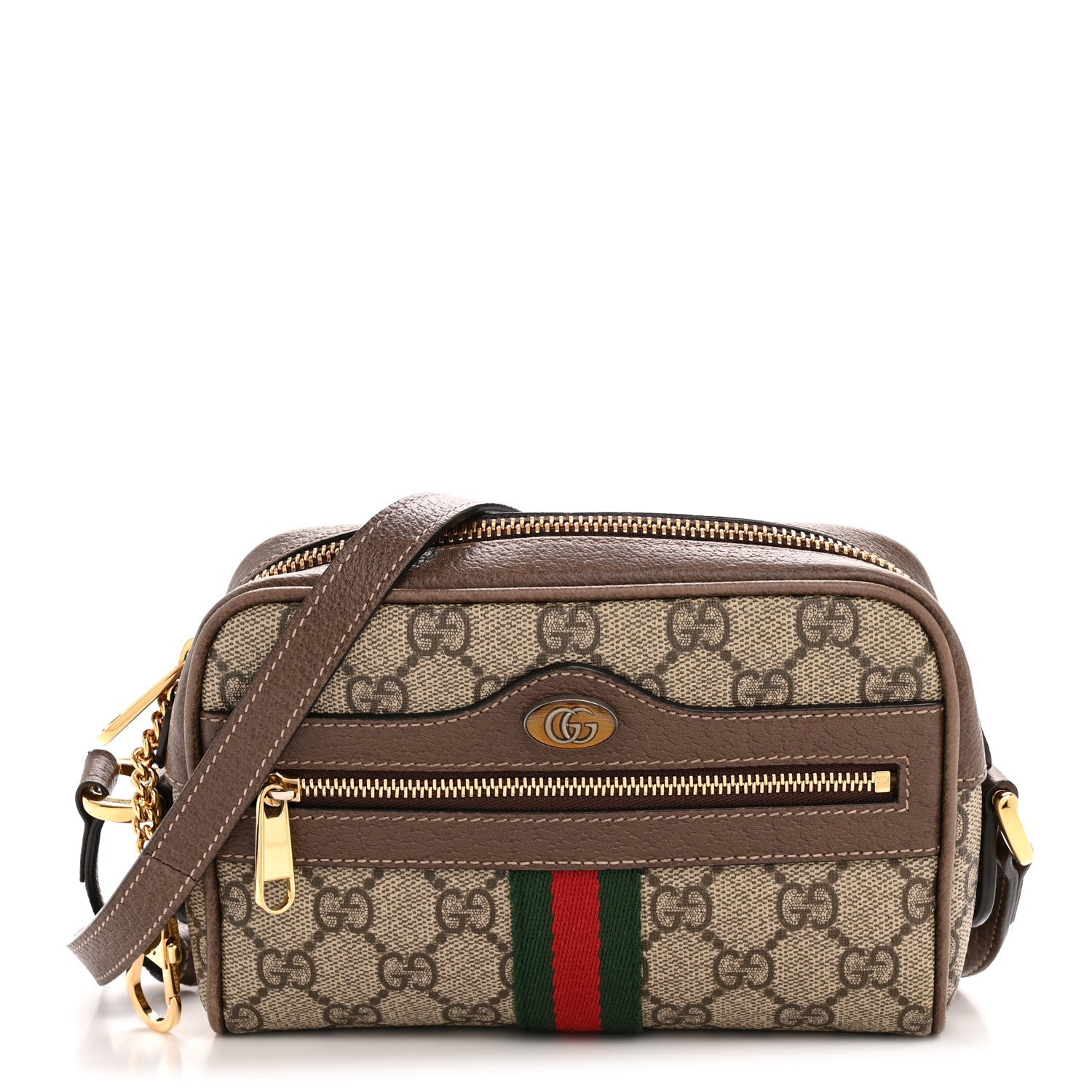 GG Supreme Monogram Web Mini Ophidia Shoulder Bag Brown