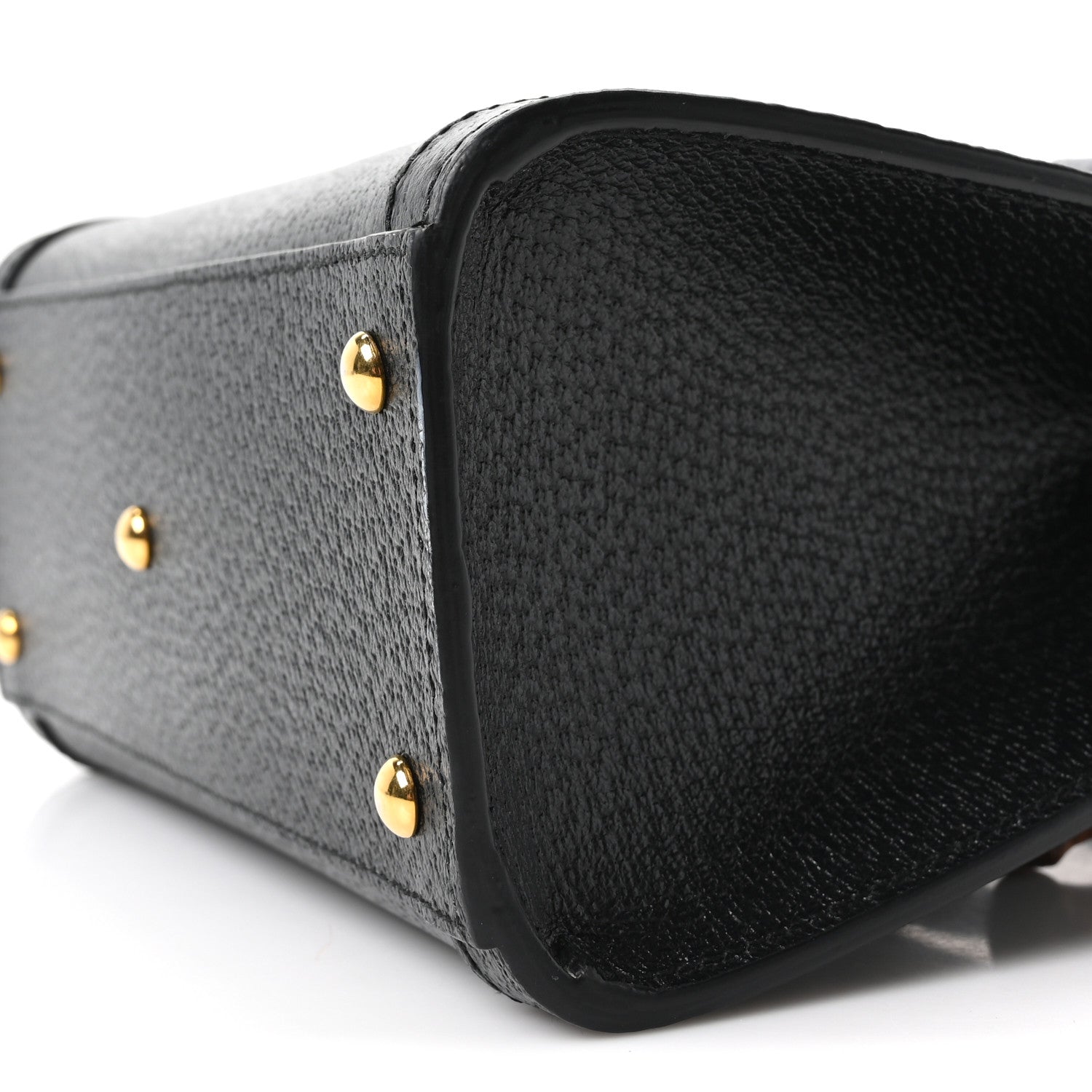 Textured Dollar Calfskin Web Small Diana Tote Bag Black Dusty Grey