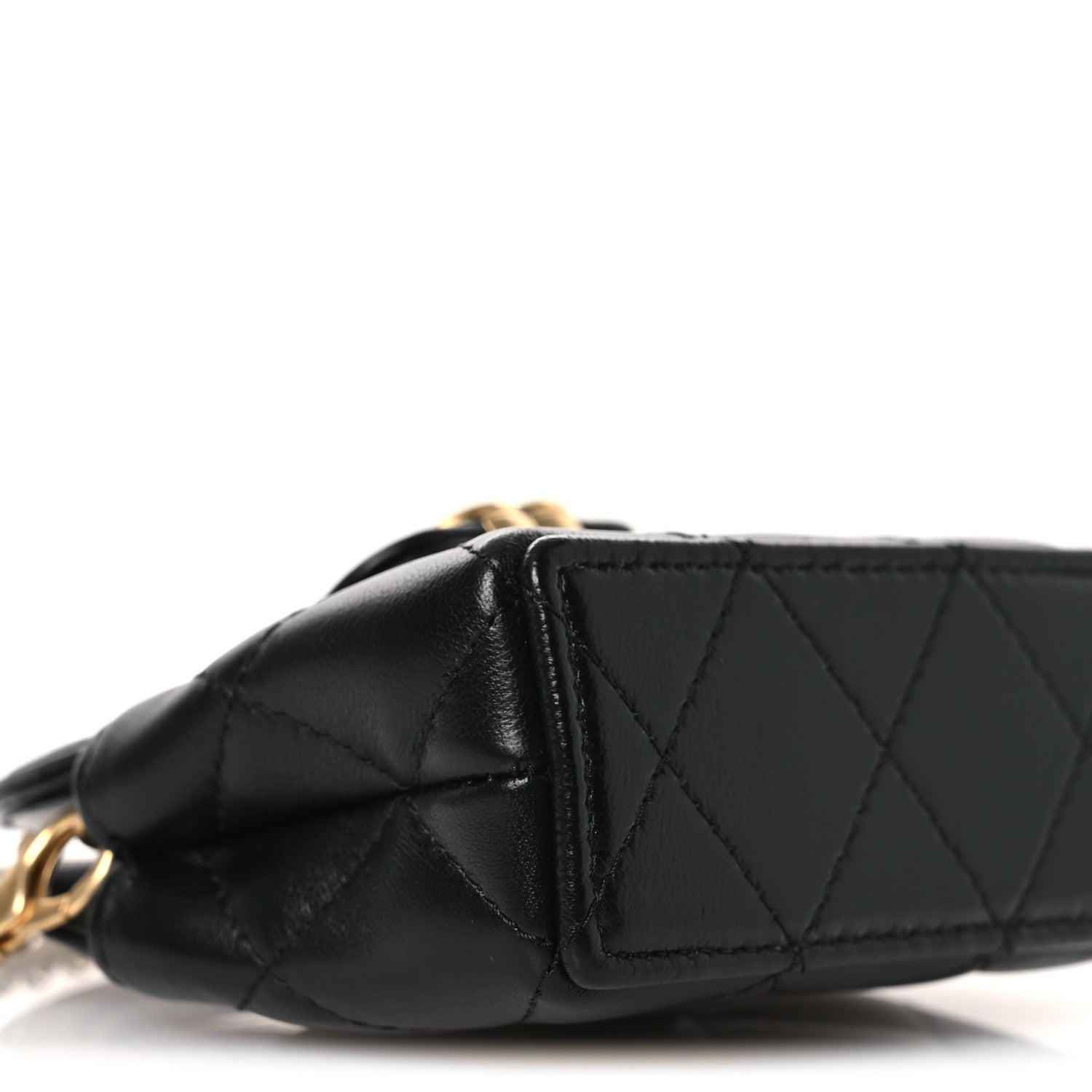 Shiny Lambskin Quilted Mini Kelly Bag Charm Black