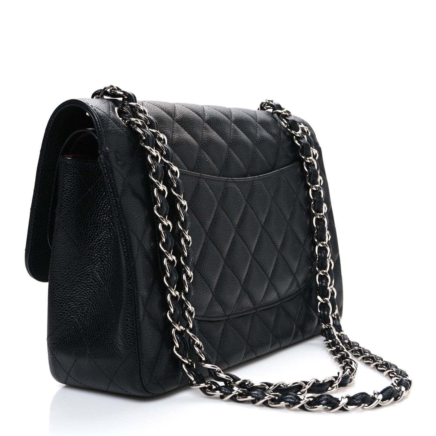 Caviar Quilted Jumbo Double Flap Black