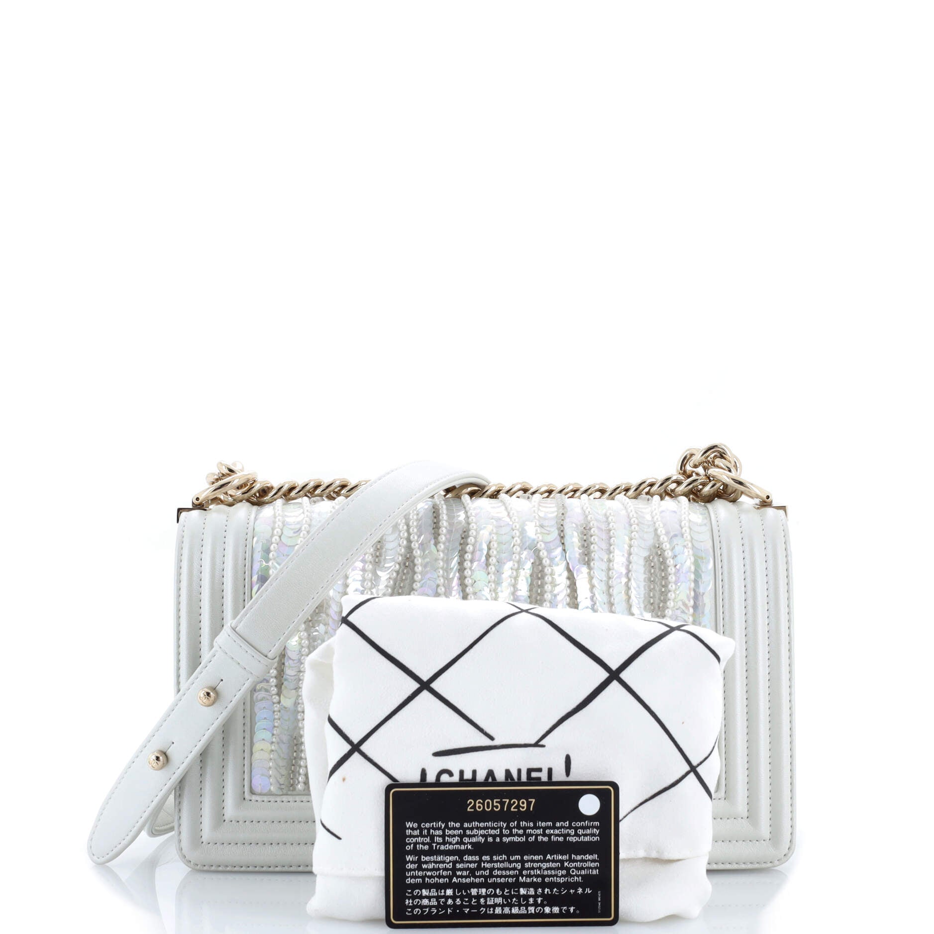 Boy Flap Bag Sequin and Pearl Embellished Leather Old Medium