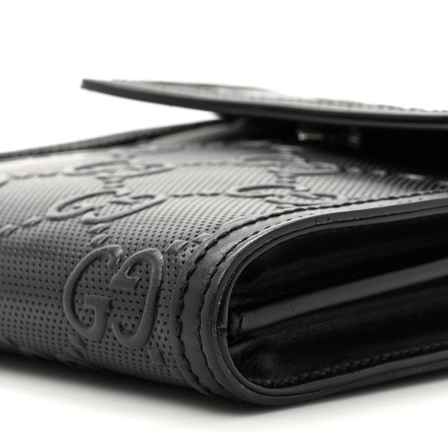 Calfskin GG Tennis Embossed Messenger Bag Black