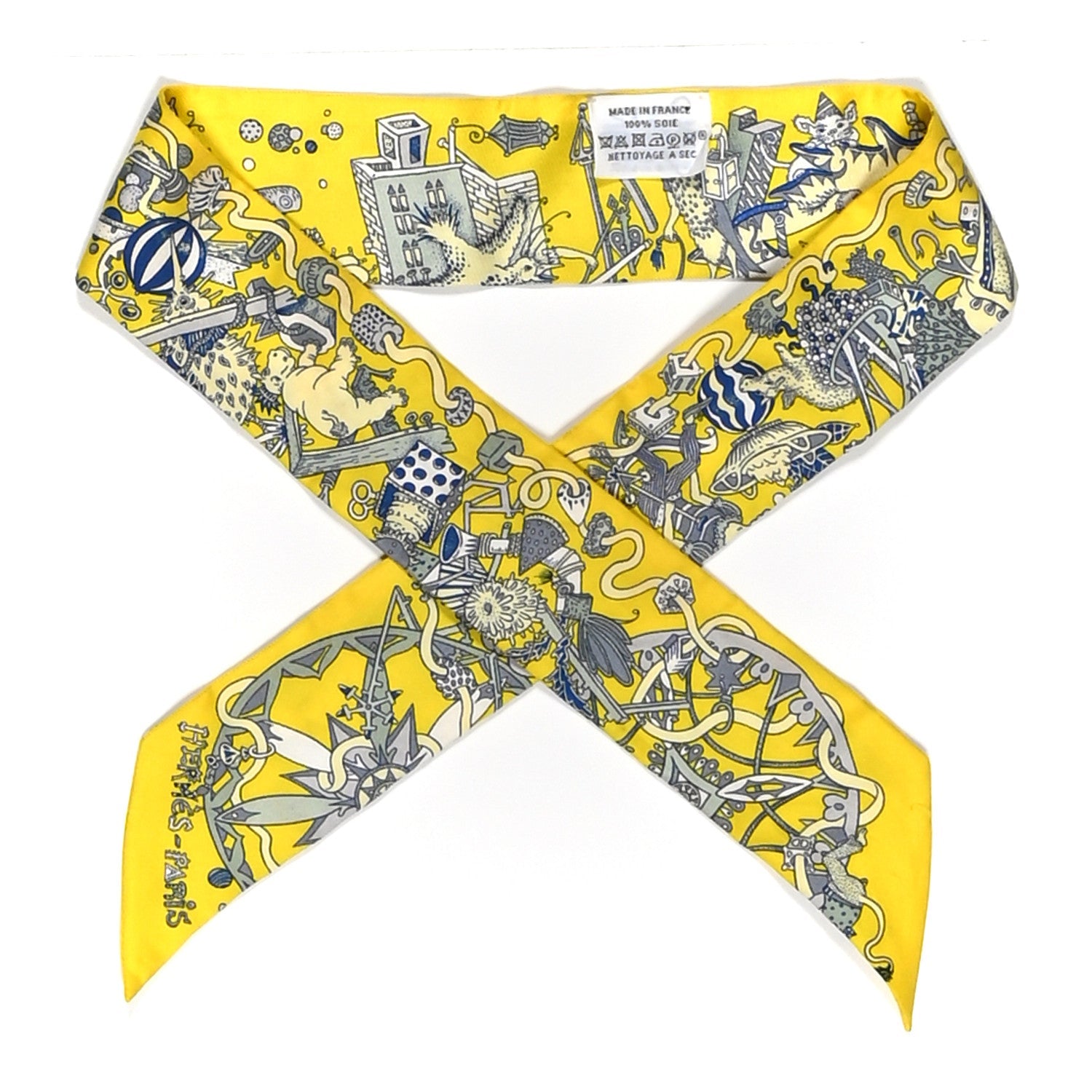 Silk La Folle Parade Twilly Jaune Vif Bleu Gris