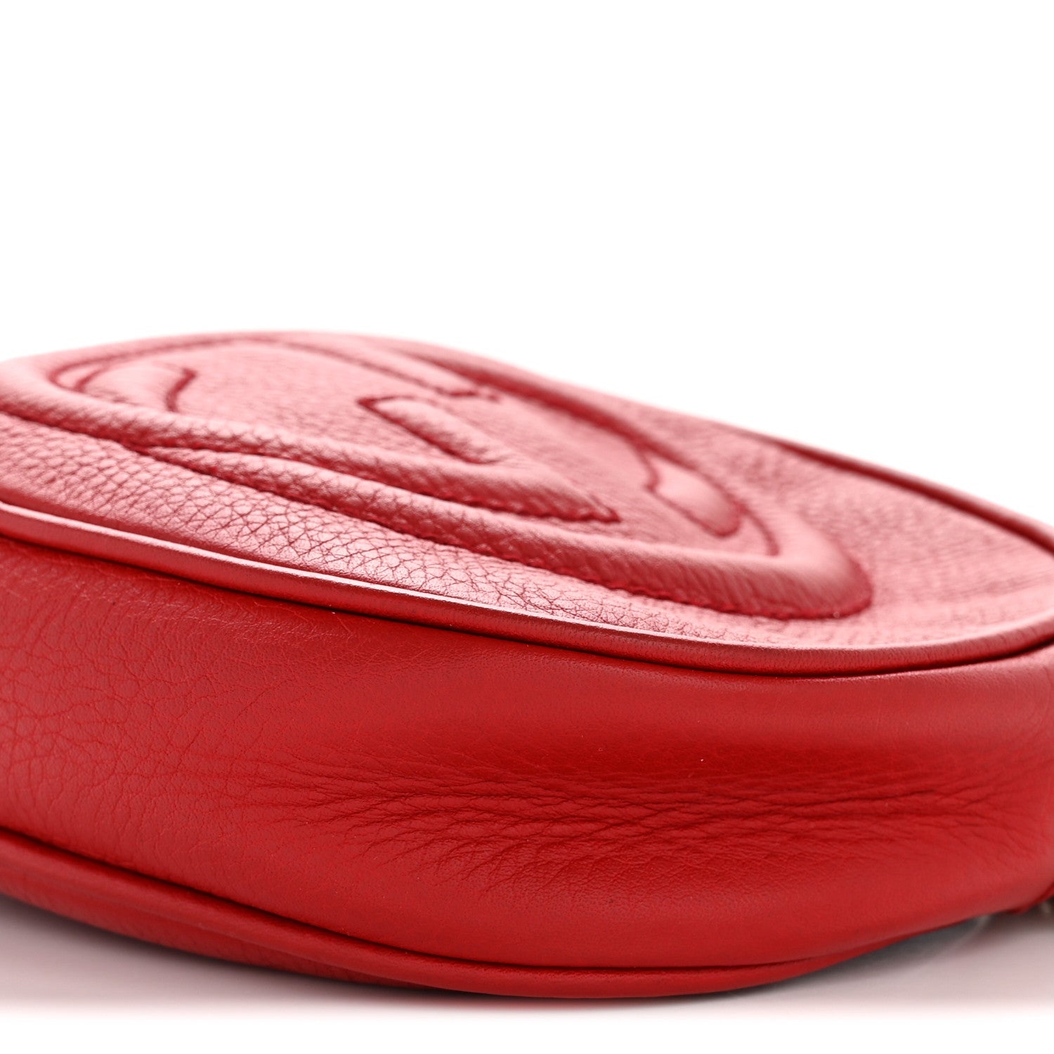 Pebbled Calfskin Mini Soho Chain Bag Tabasco Red
