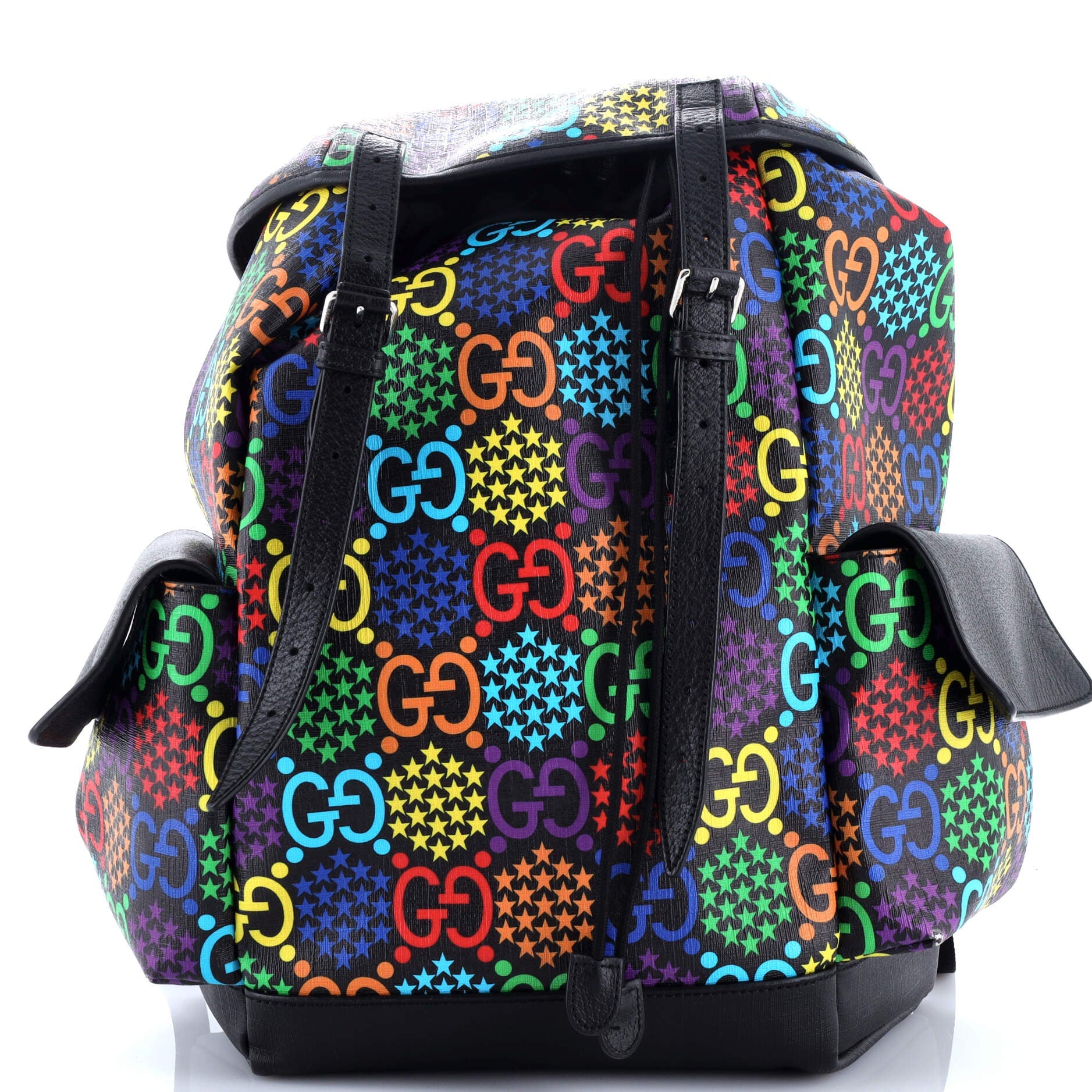 Double Pocket Belt Backpack Psychedelic Print GG Coated Canvas Medium
