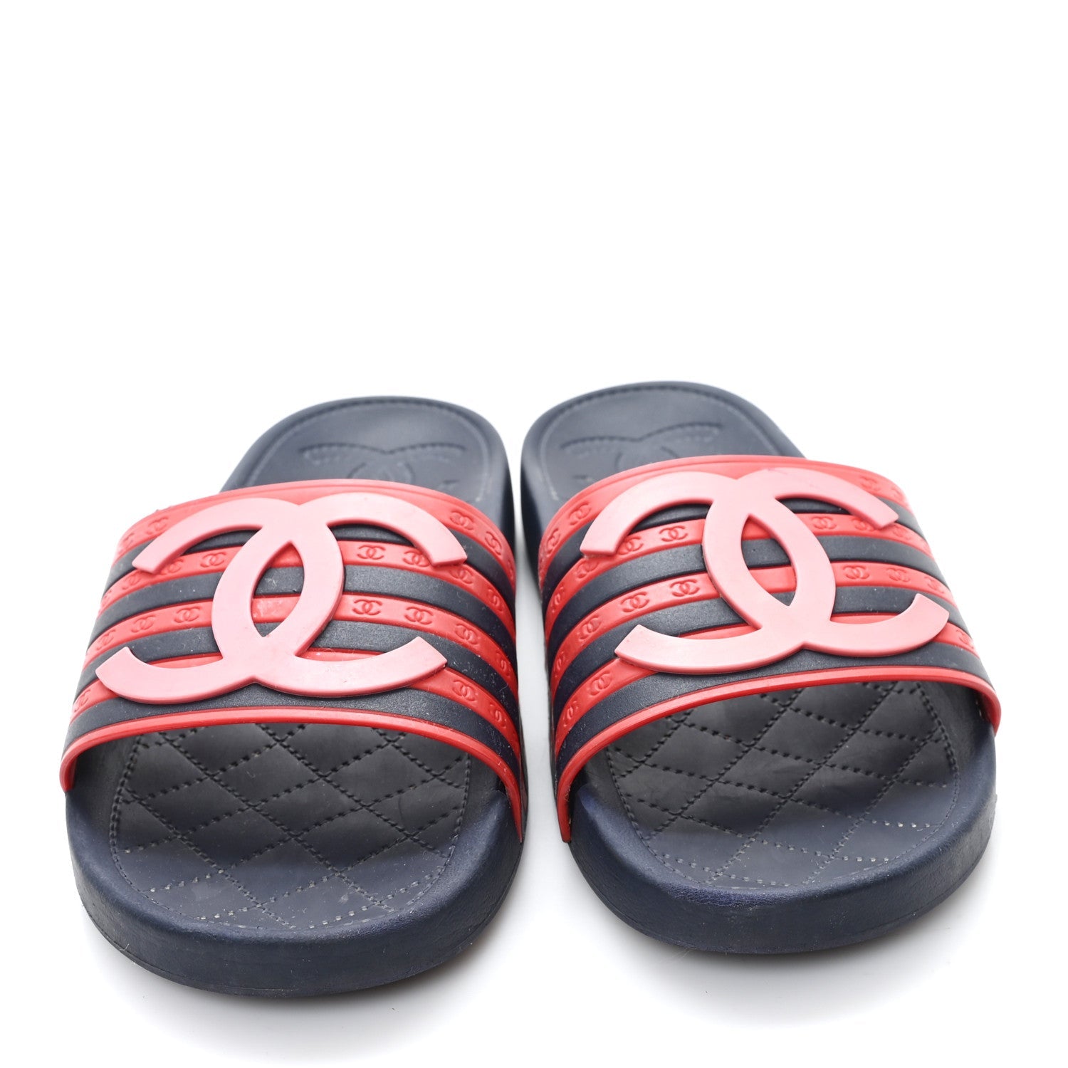 Rubber CC Flat Slide Sandals 36 Pink Red