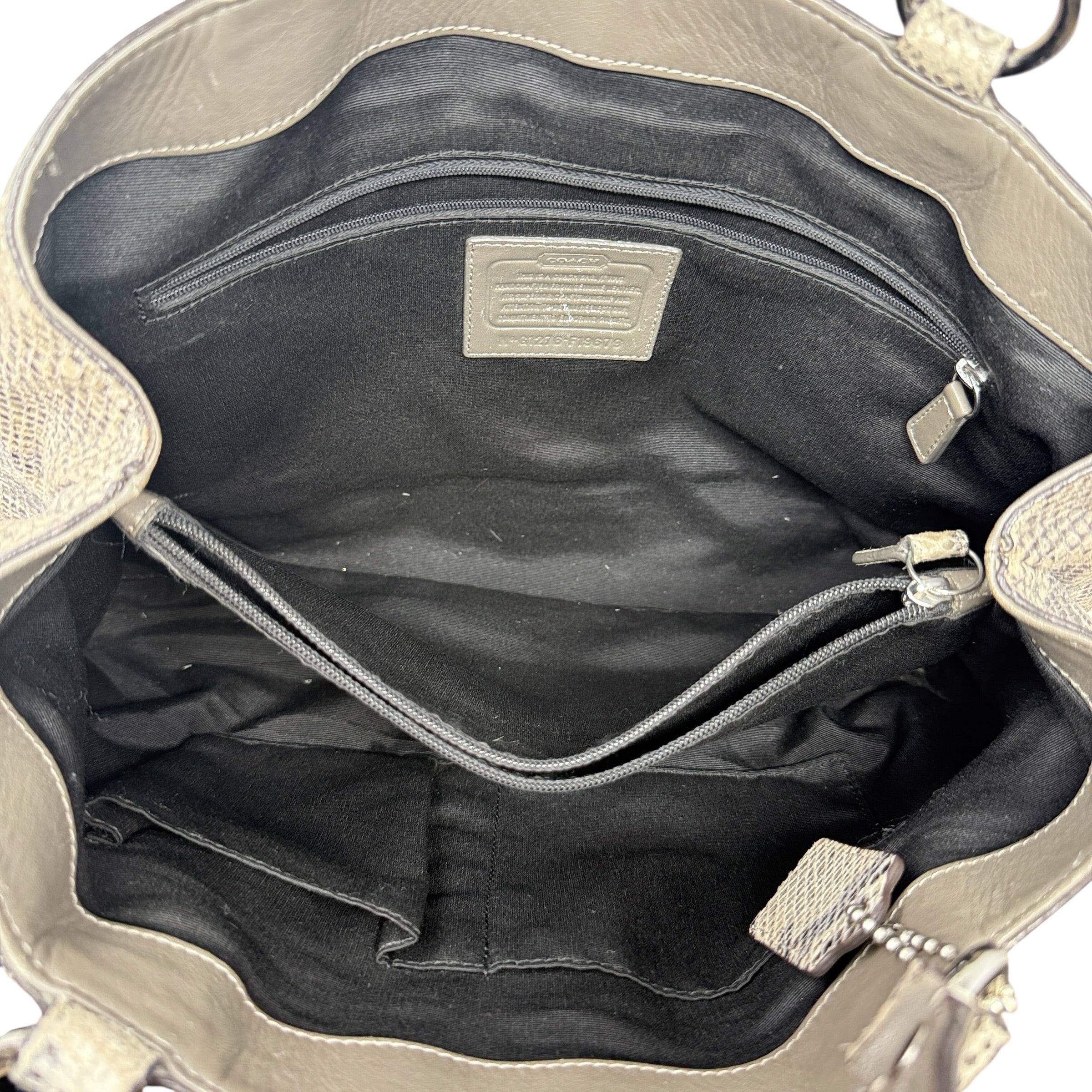 Soho Python Embossed Leather Carryall Tote Designer By Coach, Size: Medium