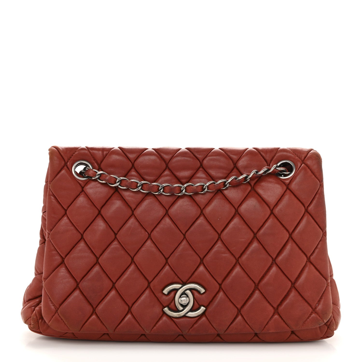 Lambskin Large New Bubble Flap Red