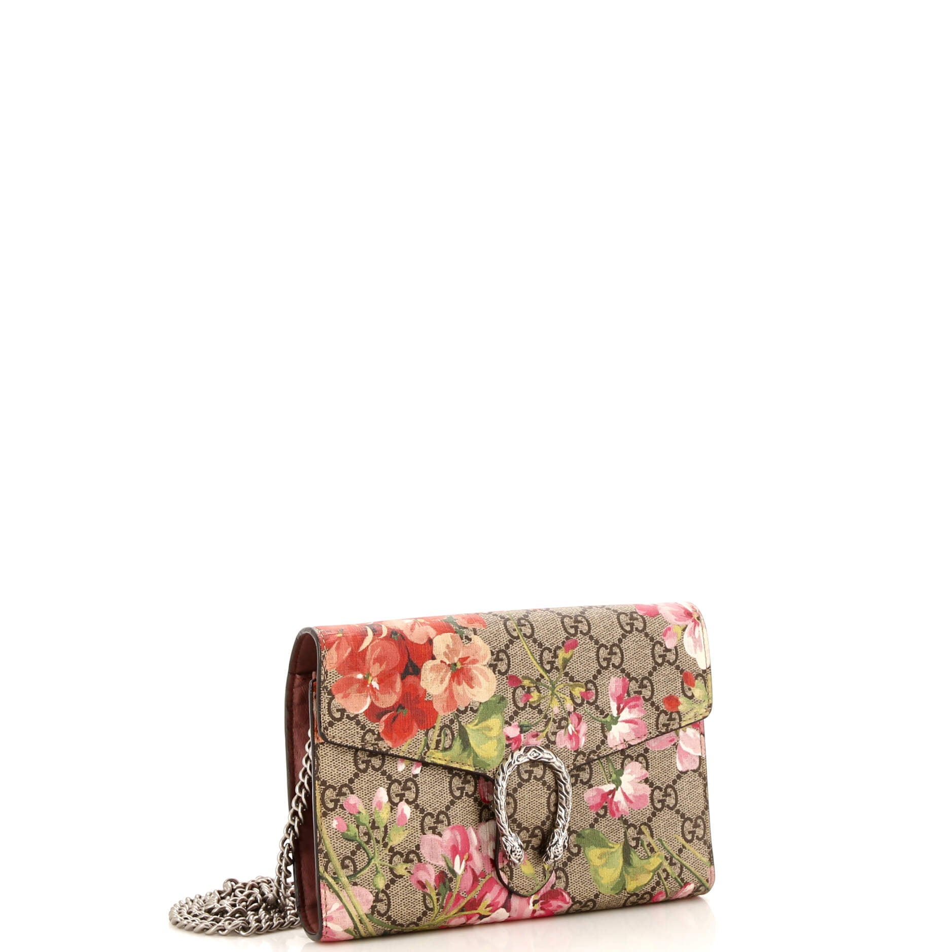 Dionysus Chain Wallet Blooms Print GG Coated Canvas Small