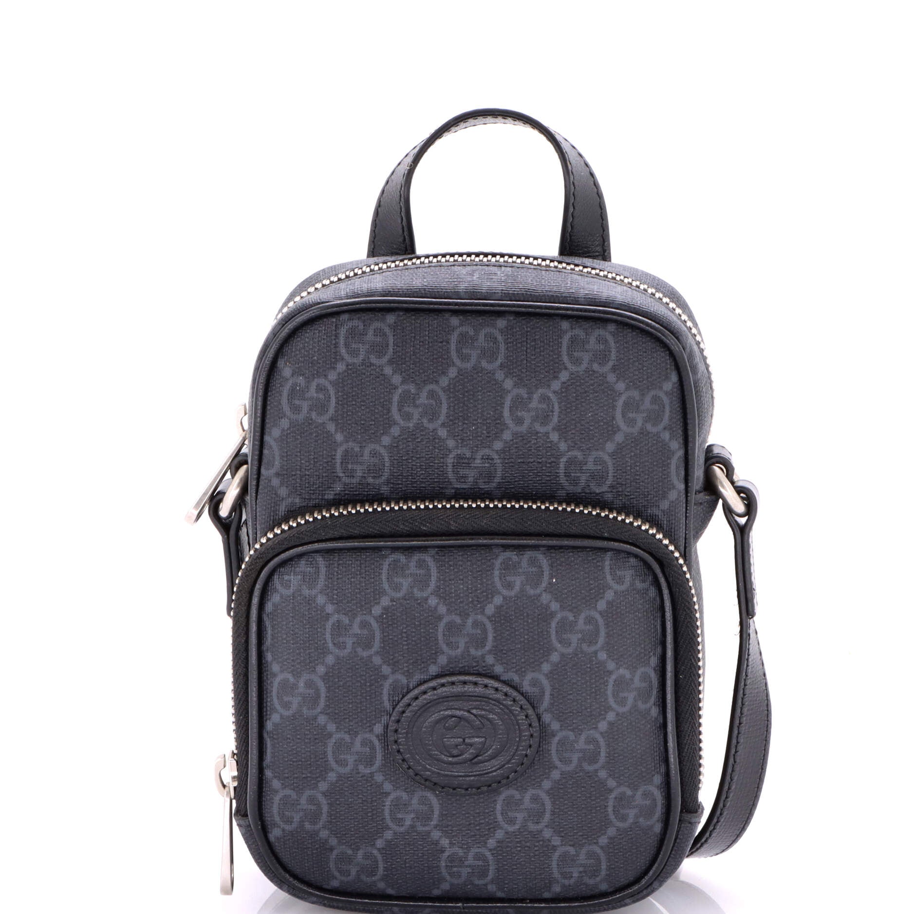 Interlocking G Patch Top Handle Crossbody Bag GG Coated Canvas Mini