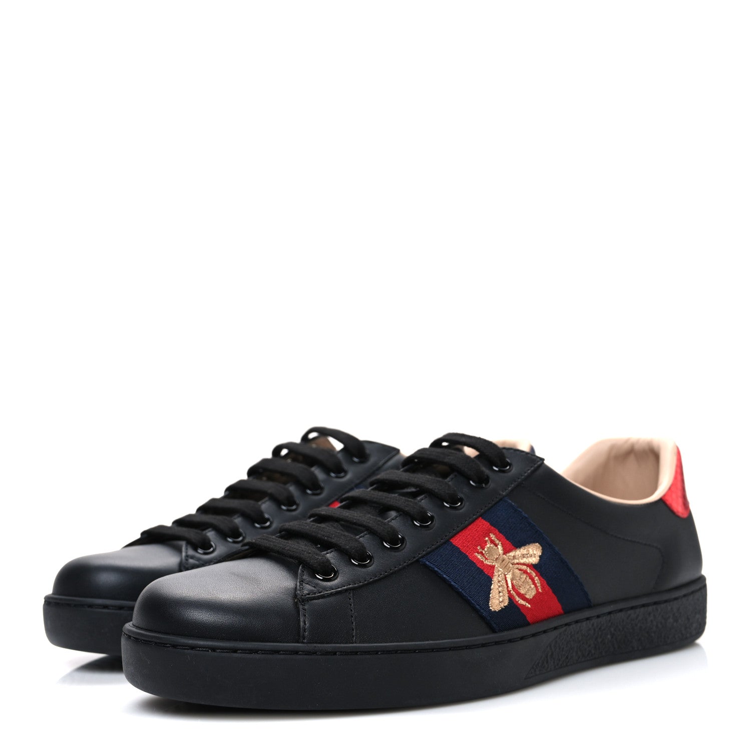 Miro Soft Calfskin Laminated Ayers Web Bee Embroidered Mens Ace Sneakers 6 Black Red Flame Night