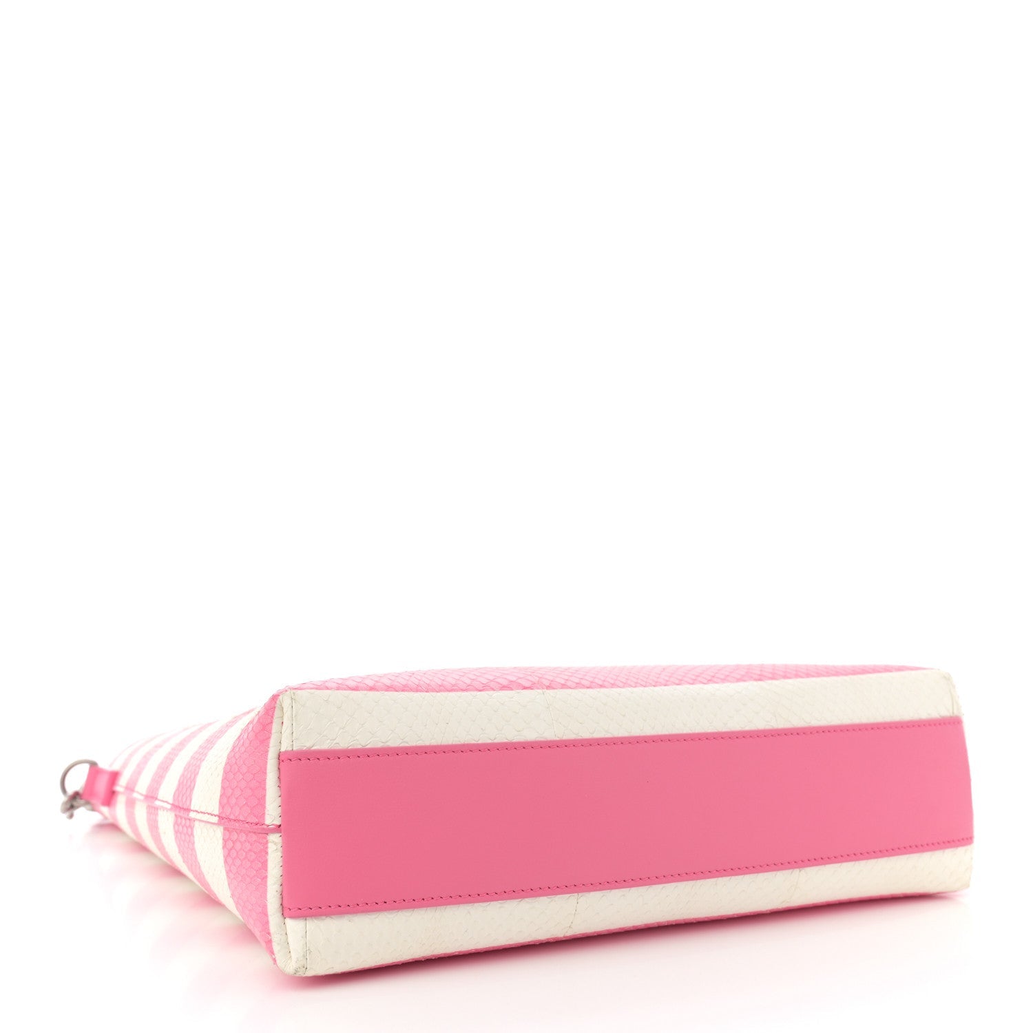 Snakeskin Embossed Stripe Toy Shopping Tote White Pink