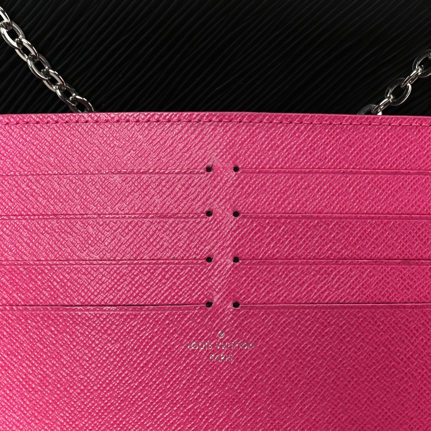 Epi Pochette Felicie Black Hot Pink