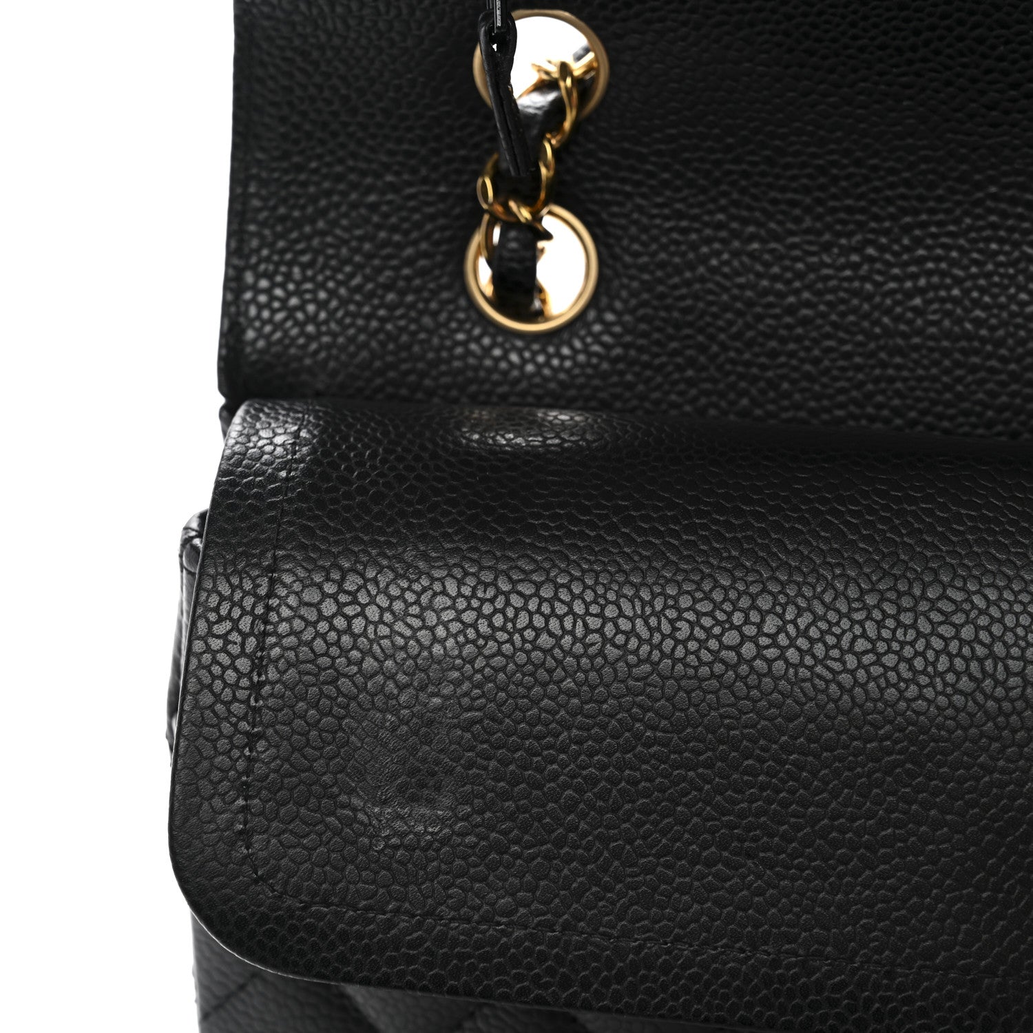 Caviar Quilted Medium Double Flap Black