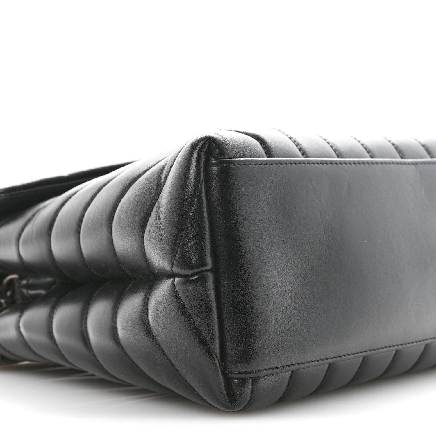 Calfskin Y Quilted Monogram Medium Loulou Chain Satchel Black