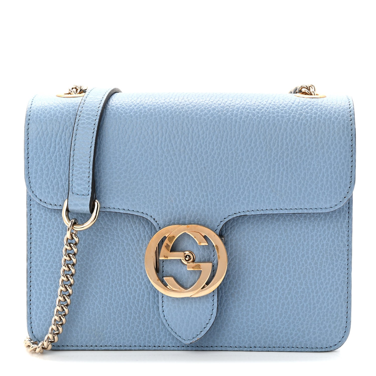 Dollar Calfskin Small Interlocking G Shoulder Bag Mineral Blue