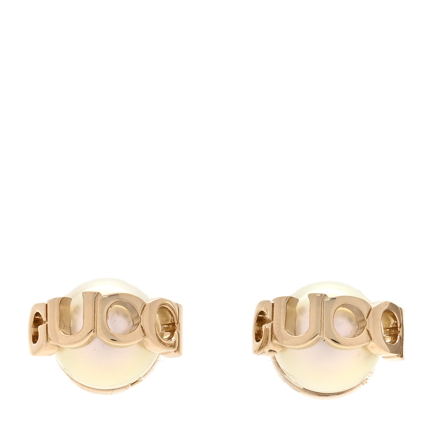 Metal Pearl Logo Magnetic Earrings Gold
