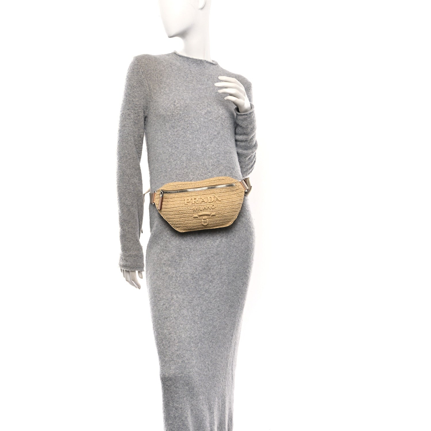 Yarn Raffia Effect Crochet Belt Bag Naturale